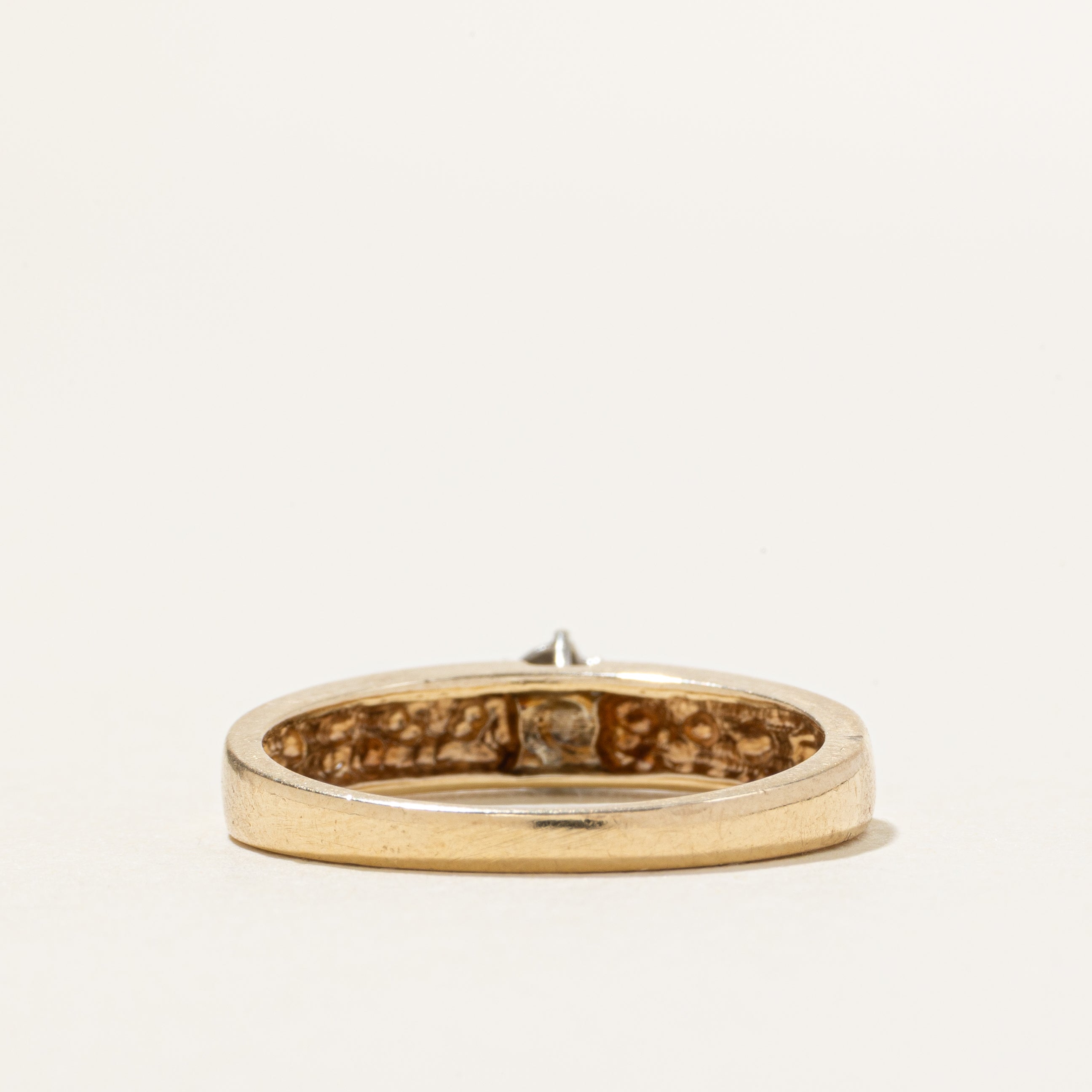 Diamond Two Tone Textured Solitaire Ring | SZ 8