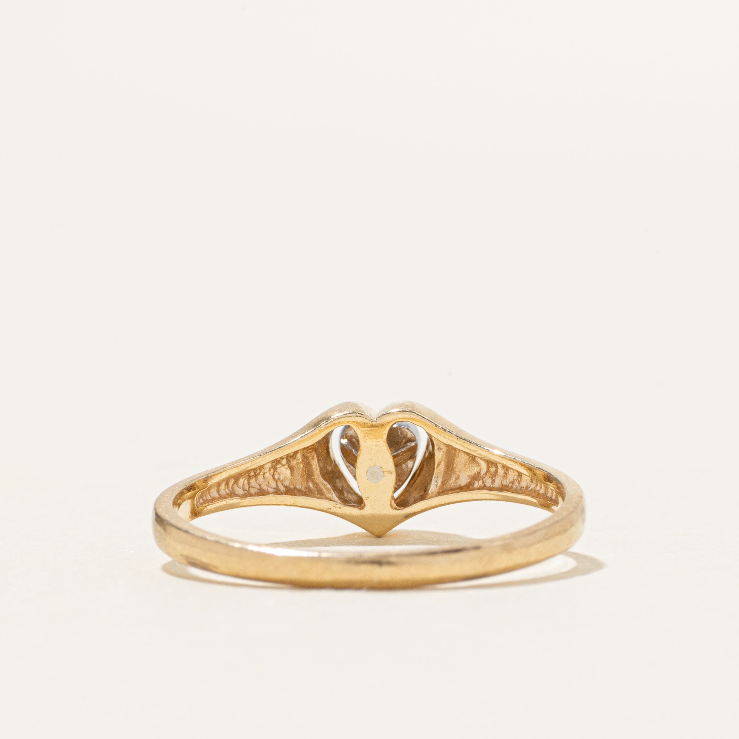 Diamond Two Tone Heart Solitaire Ring | SZ 8.5