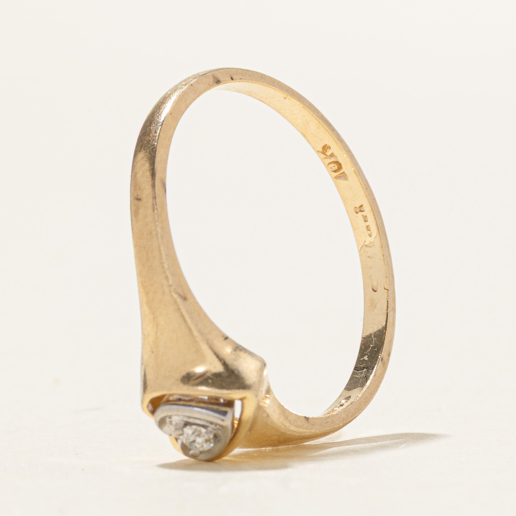 Diamond Two Tone Heart Solitaire Ring | SZ 8.5