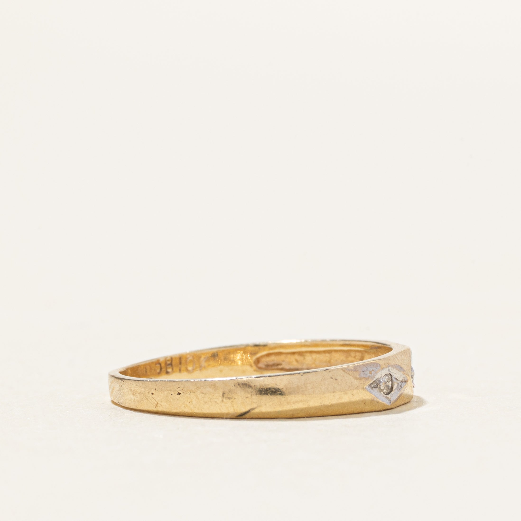 10k Diamond with Diamond Cut Texture Ring | SZ 5.75