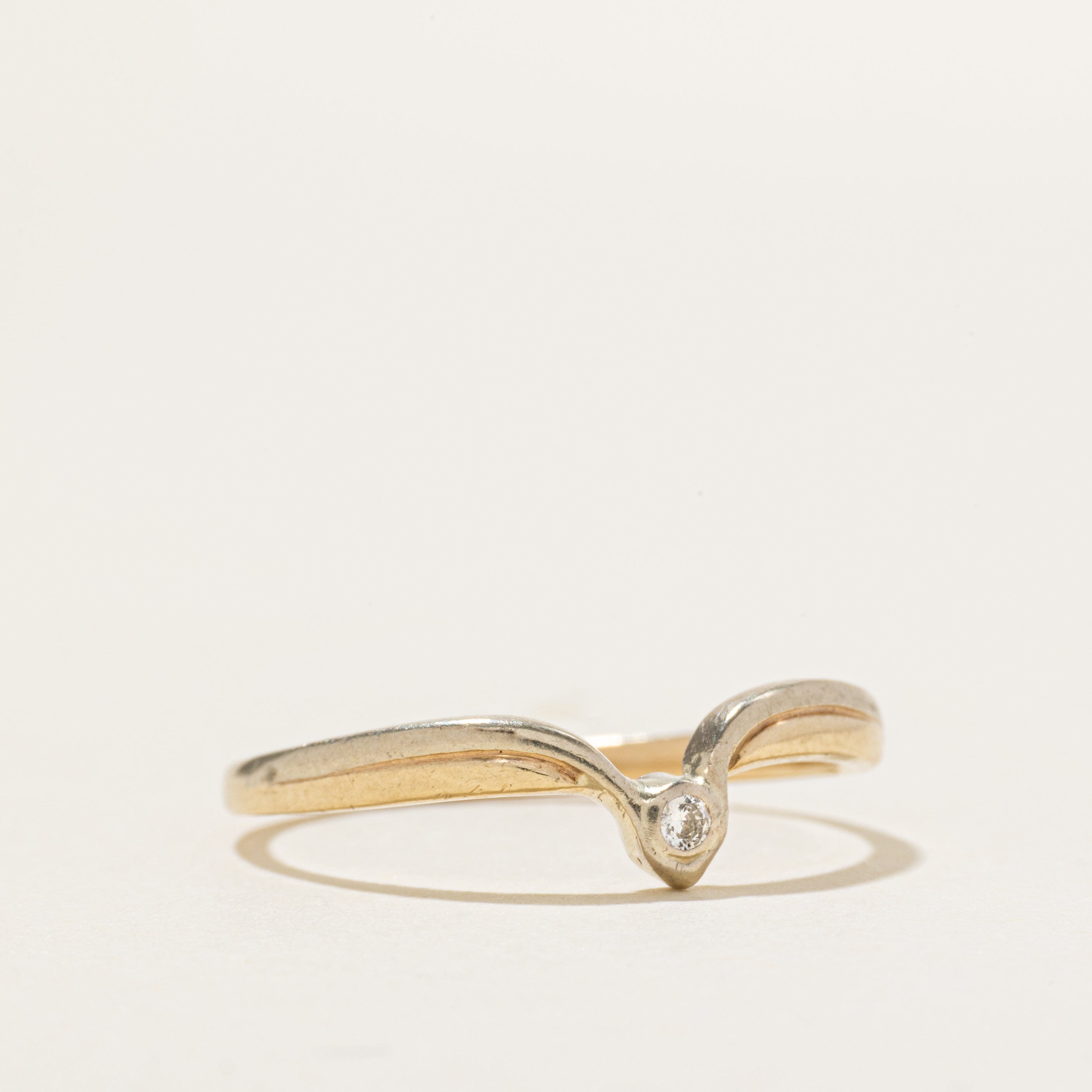 Two Tone Bezel Set Diamond Contour Ring | SZ 9
