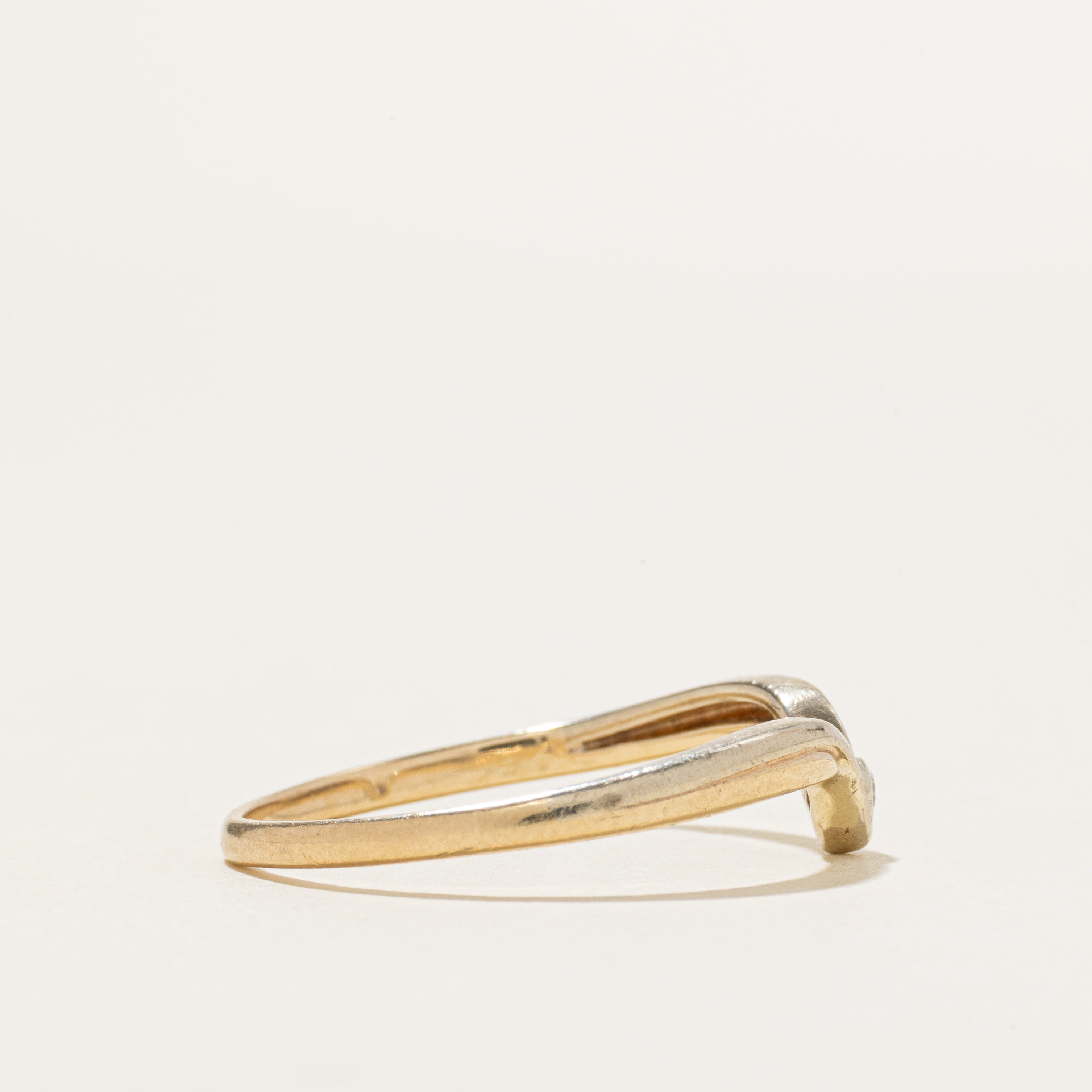 Two Tone Bezel Set Diamond Contour Ring | SZ 9