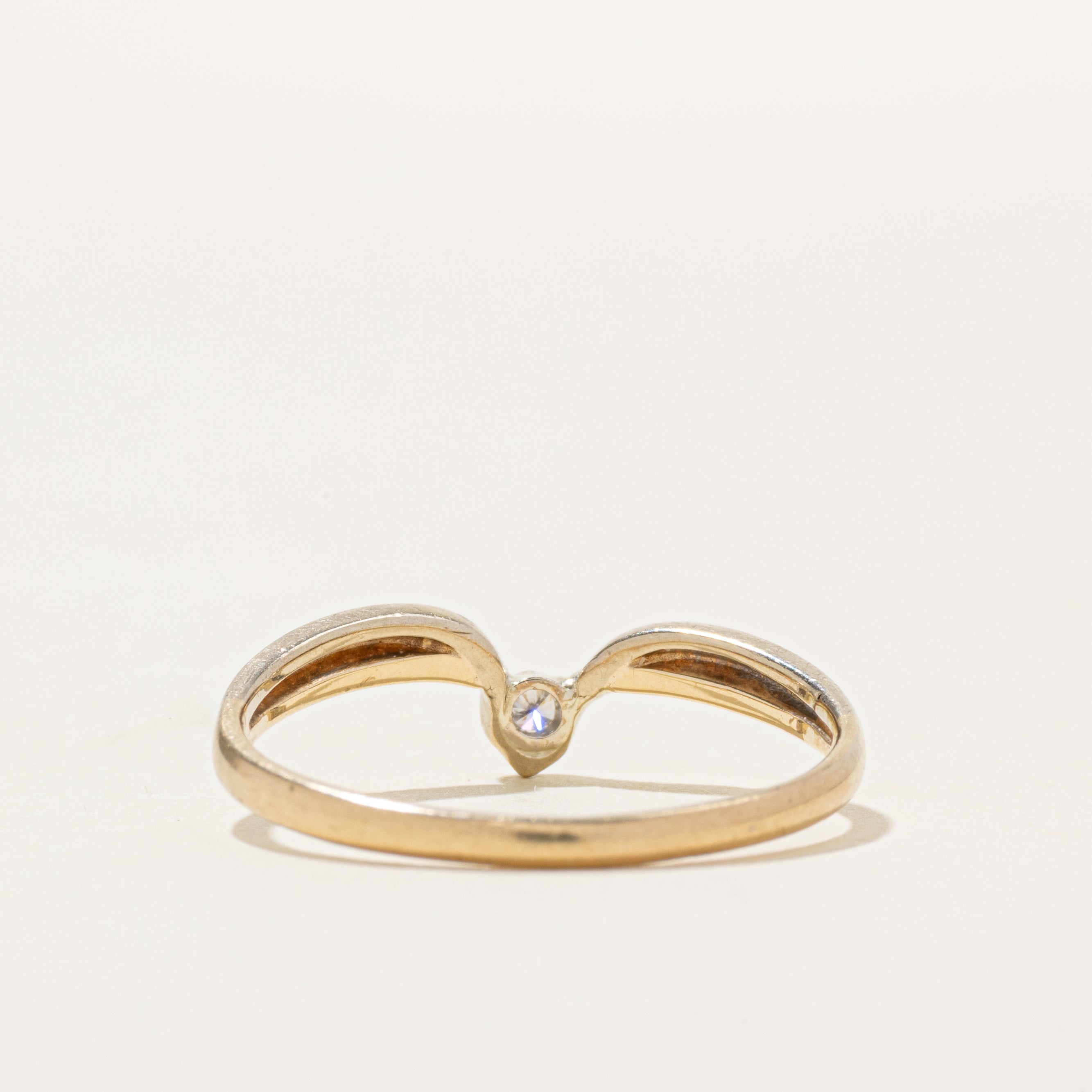 Two Tone Bezel Set Diamond Contour Ring | SZ 9