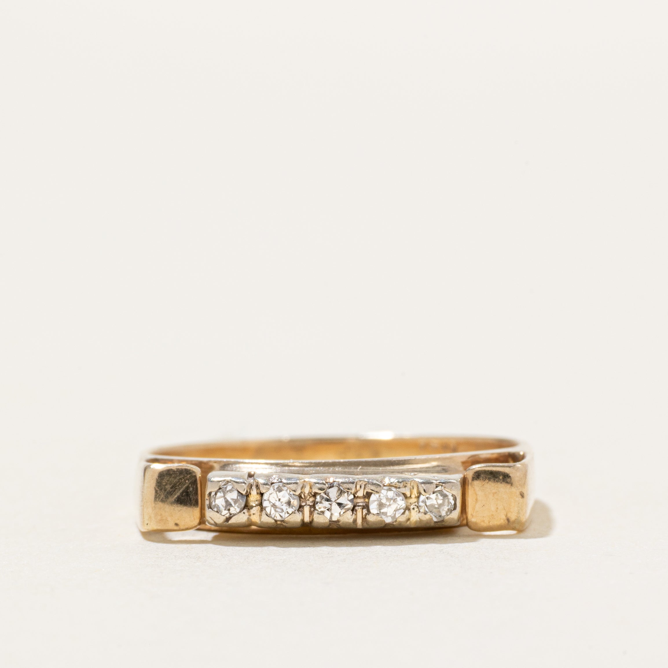 10K Five Stone Diamond Squared Ring | SZ 6.25