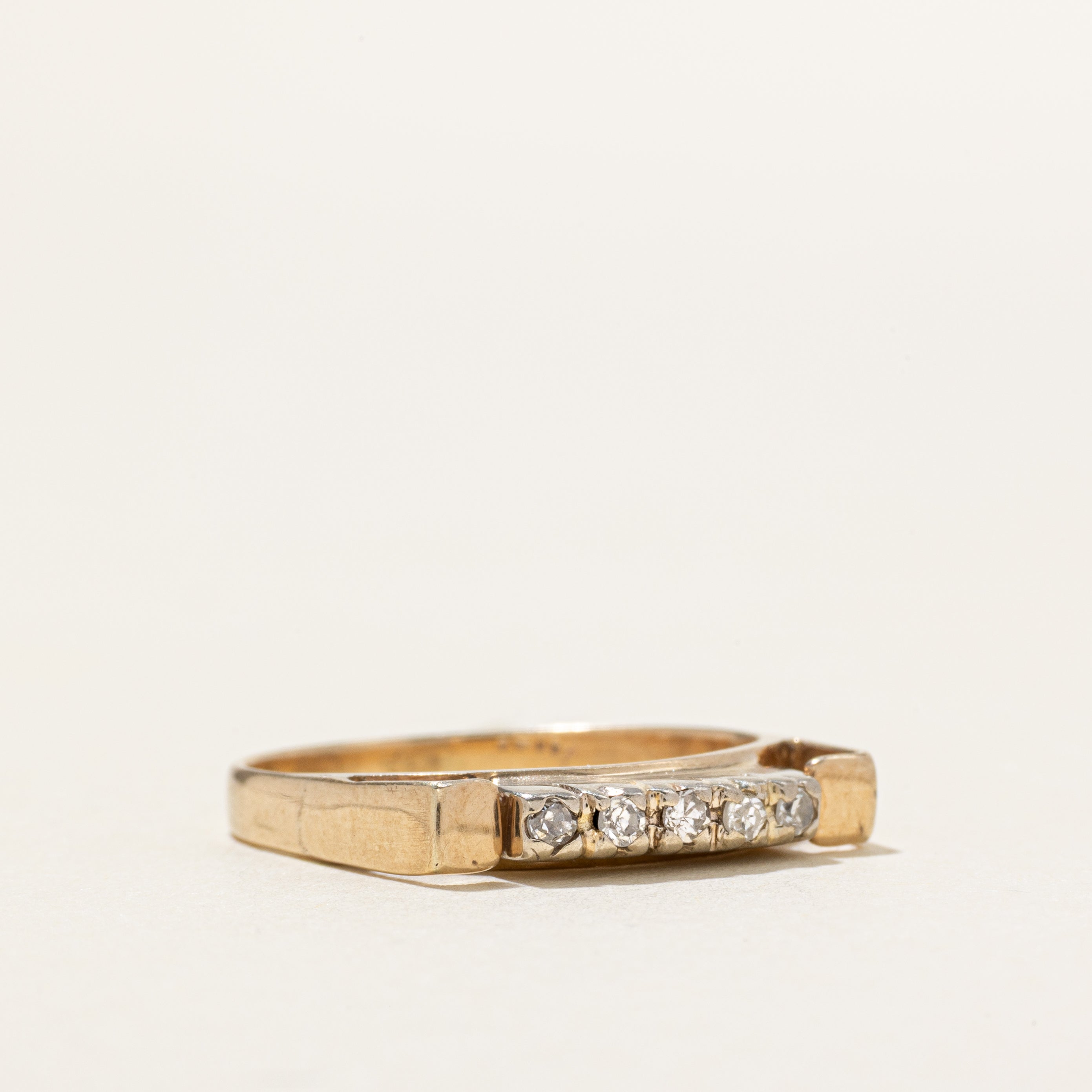 10K Five Stone Diamond Squared Ring | SZ 6.25