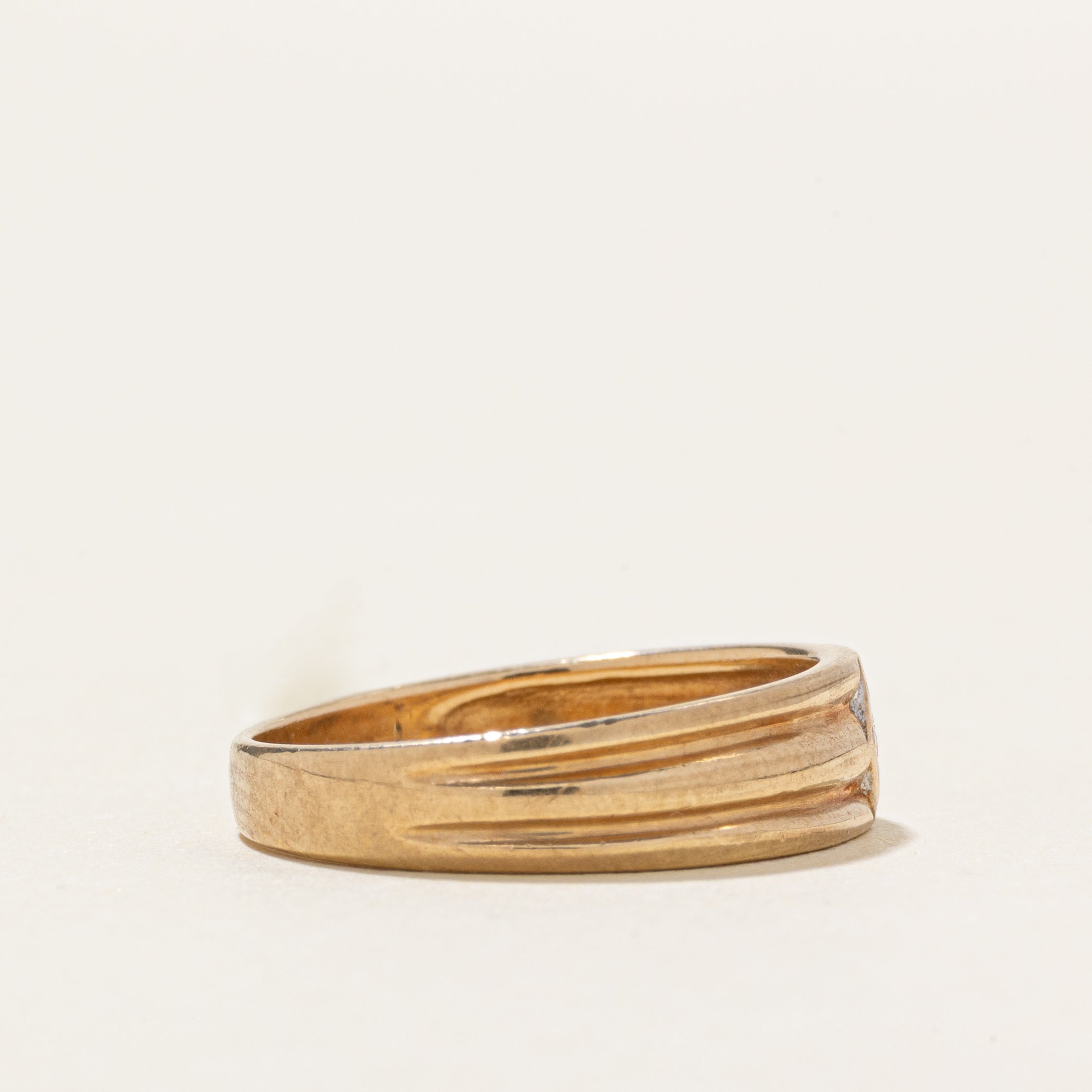 Diamond Accent Half Grooved Ring | SZ 4.25