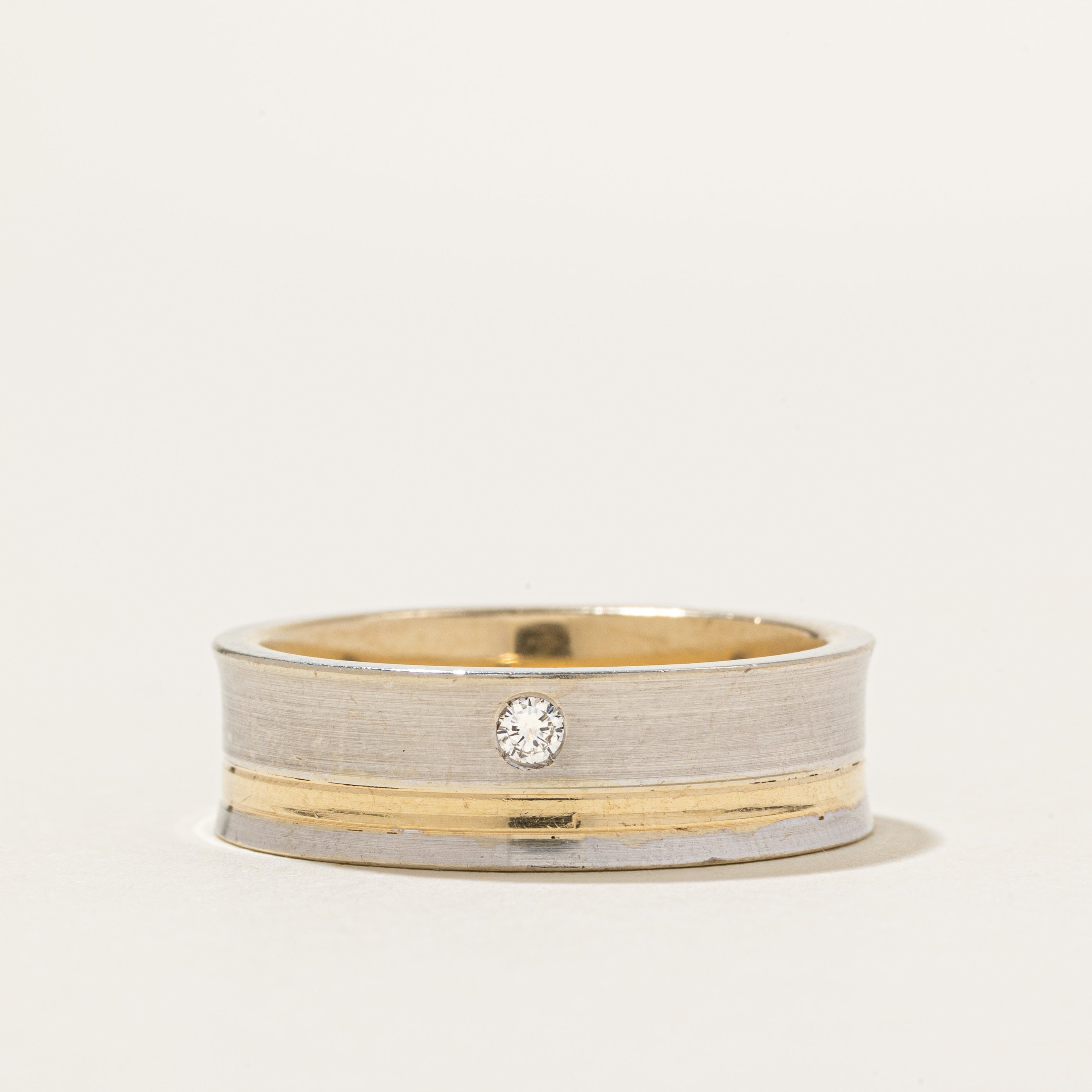Two Tone Diamond Concave Ring | 7mm | SZ 10