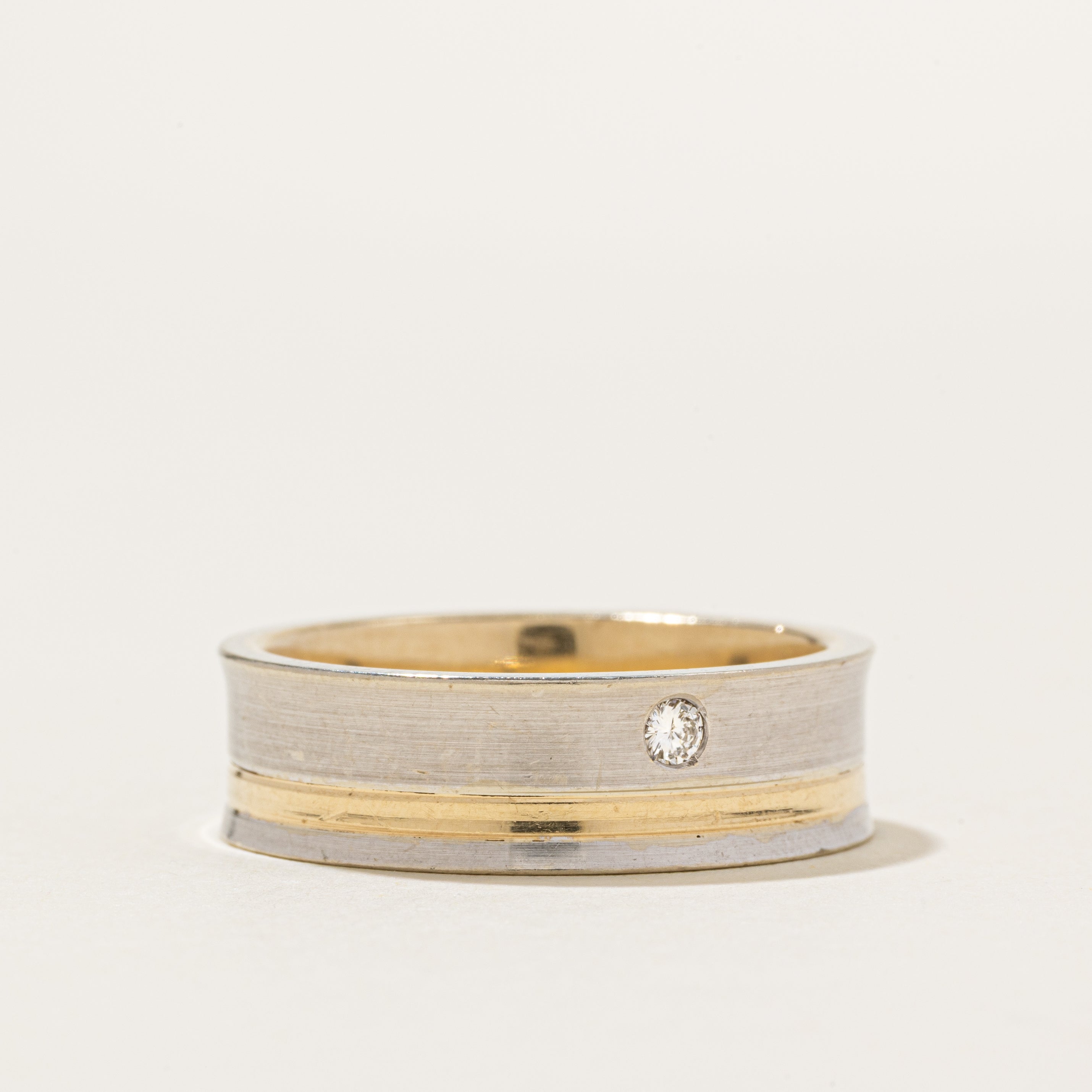 Two Tone Diamond Concave Ring | 7mm | SZ 10