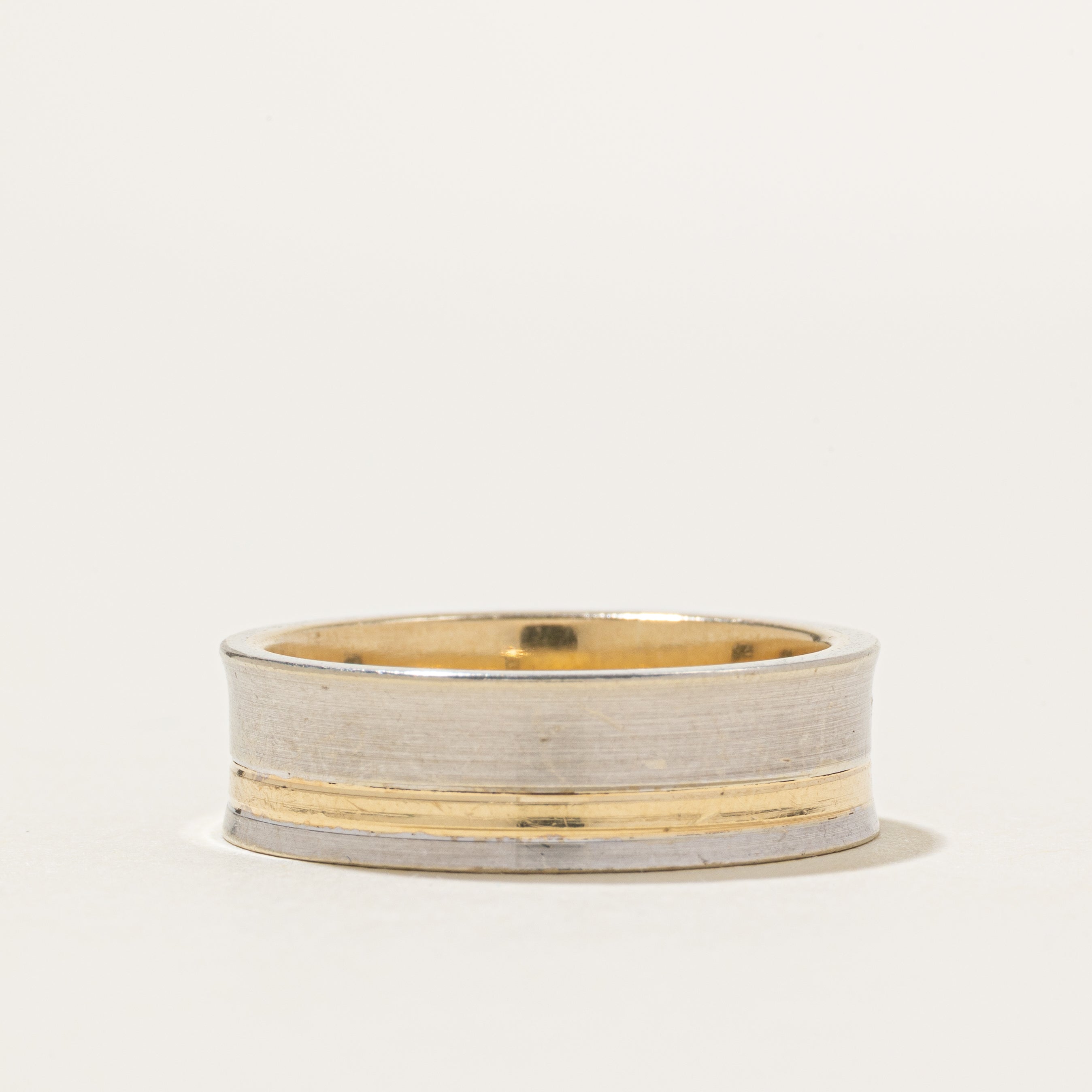 Two Tone Diamond Concave Ring | 7mm | SZ 10