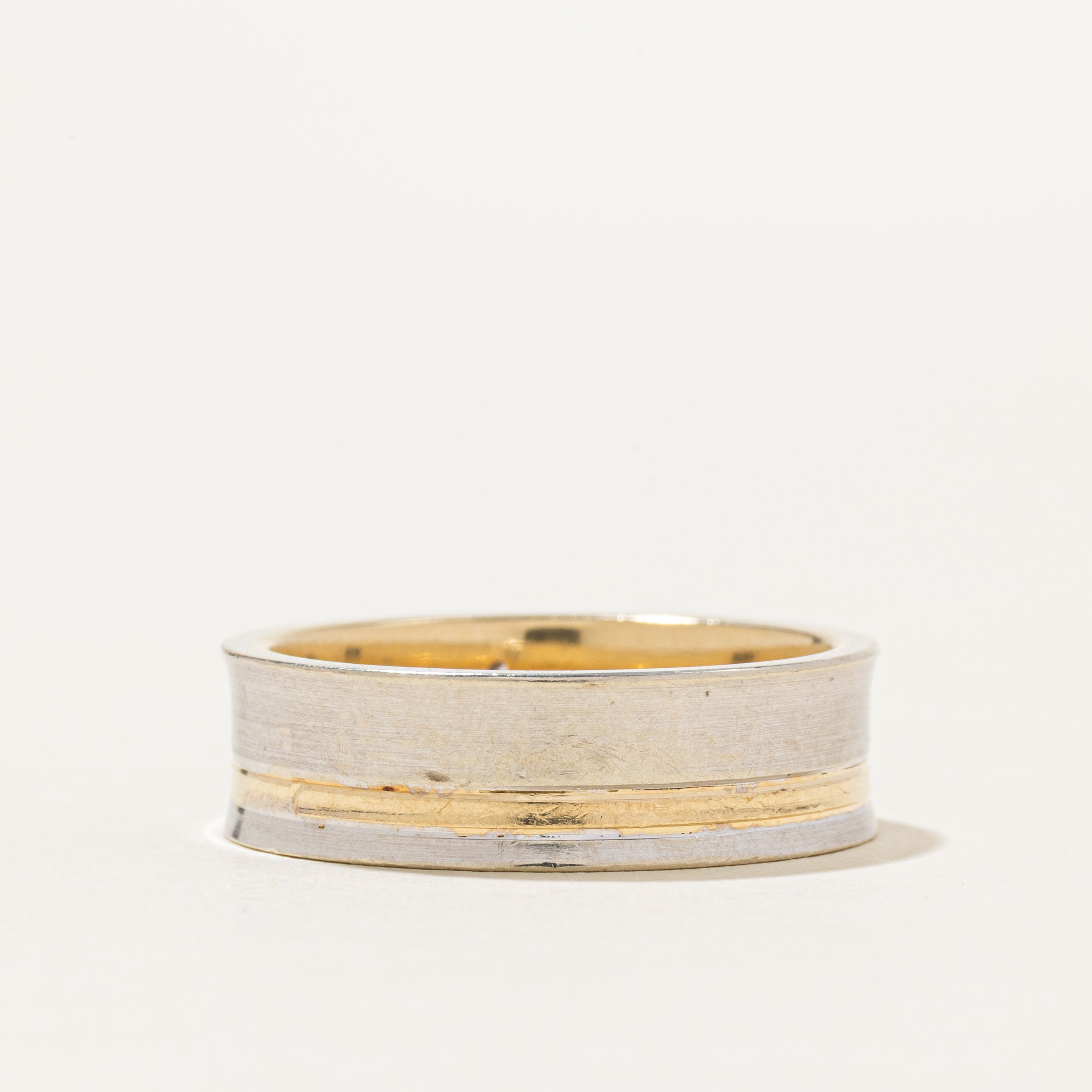 Two Tone Diamond Concave Ring | 7mm | SZ 10
