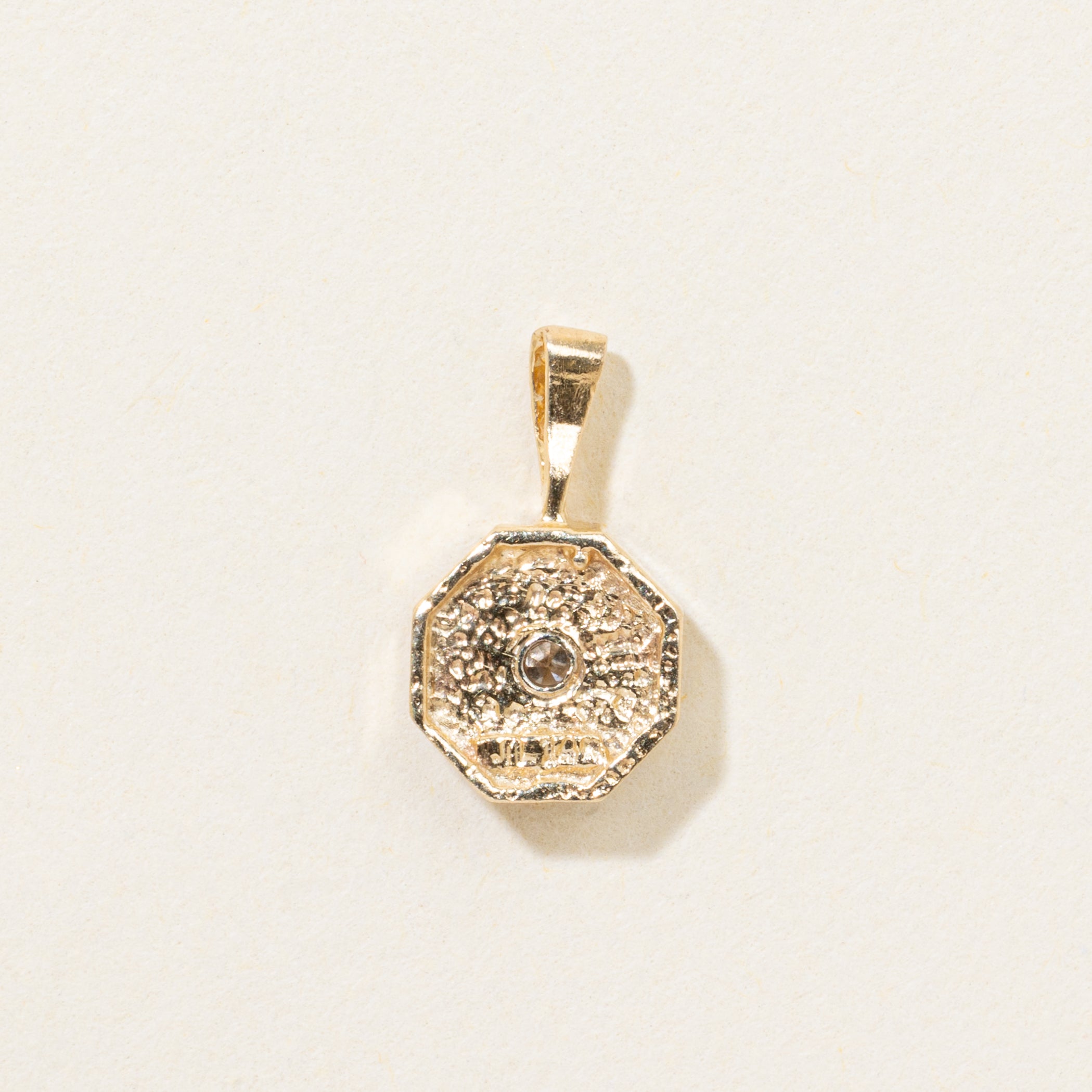 10k Diamond Textured Octagonal Pendant