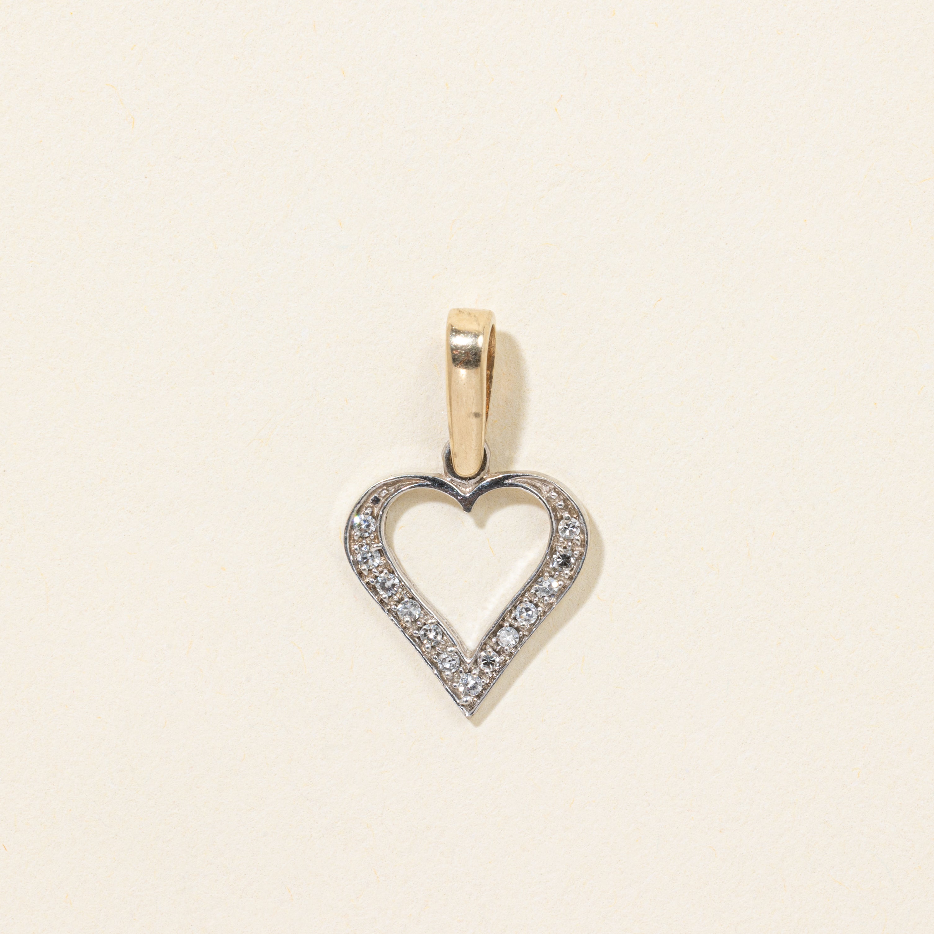10k Diamond Open Heart Charm