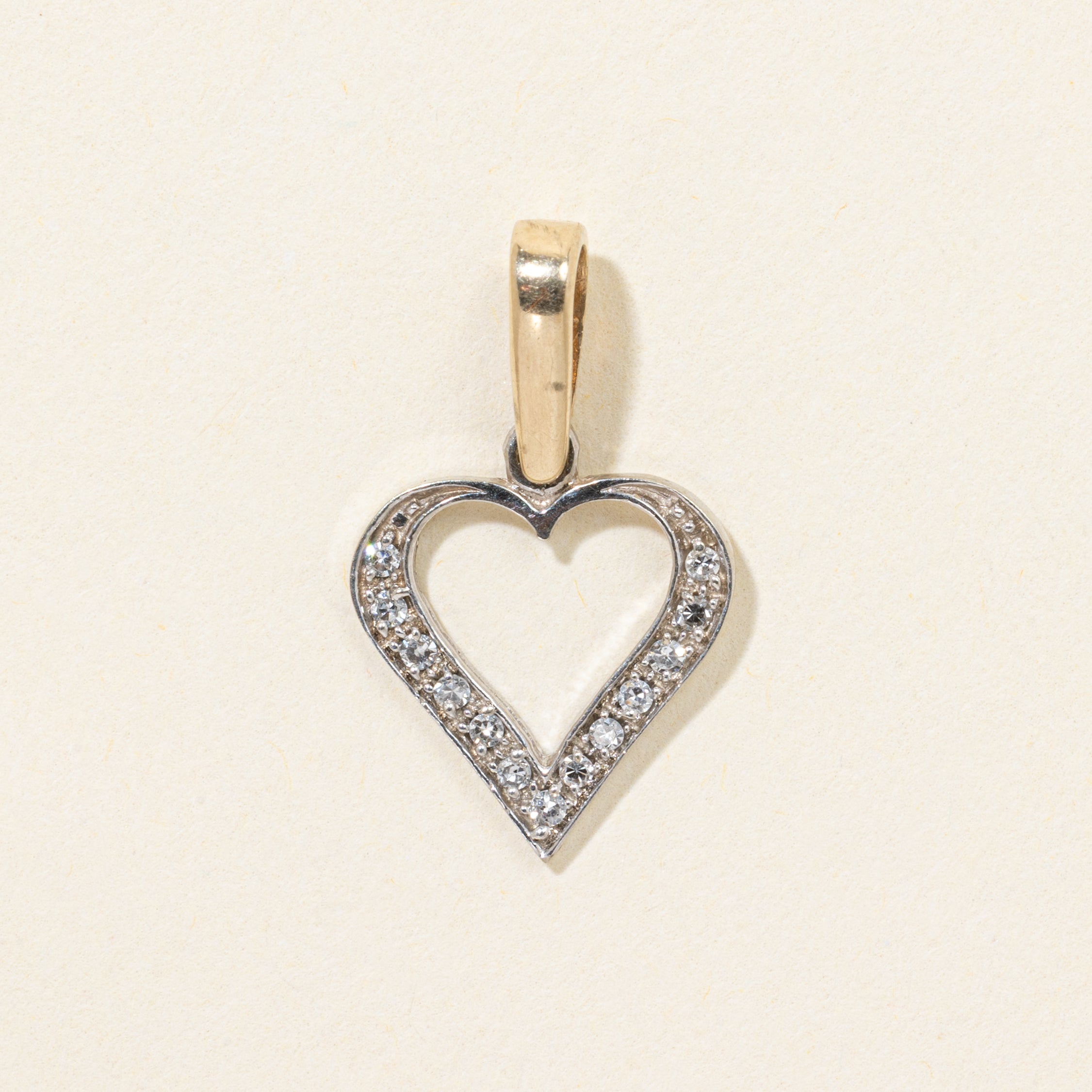 10k Diamond Open Heart Charm