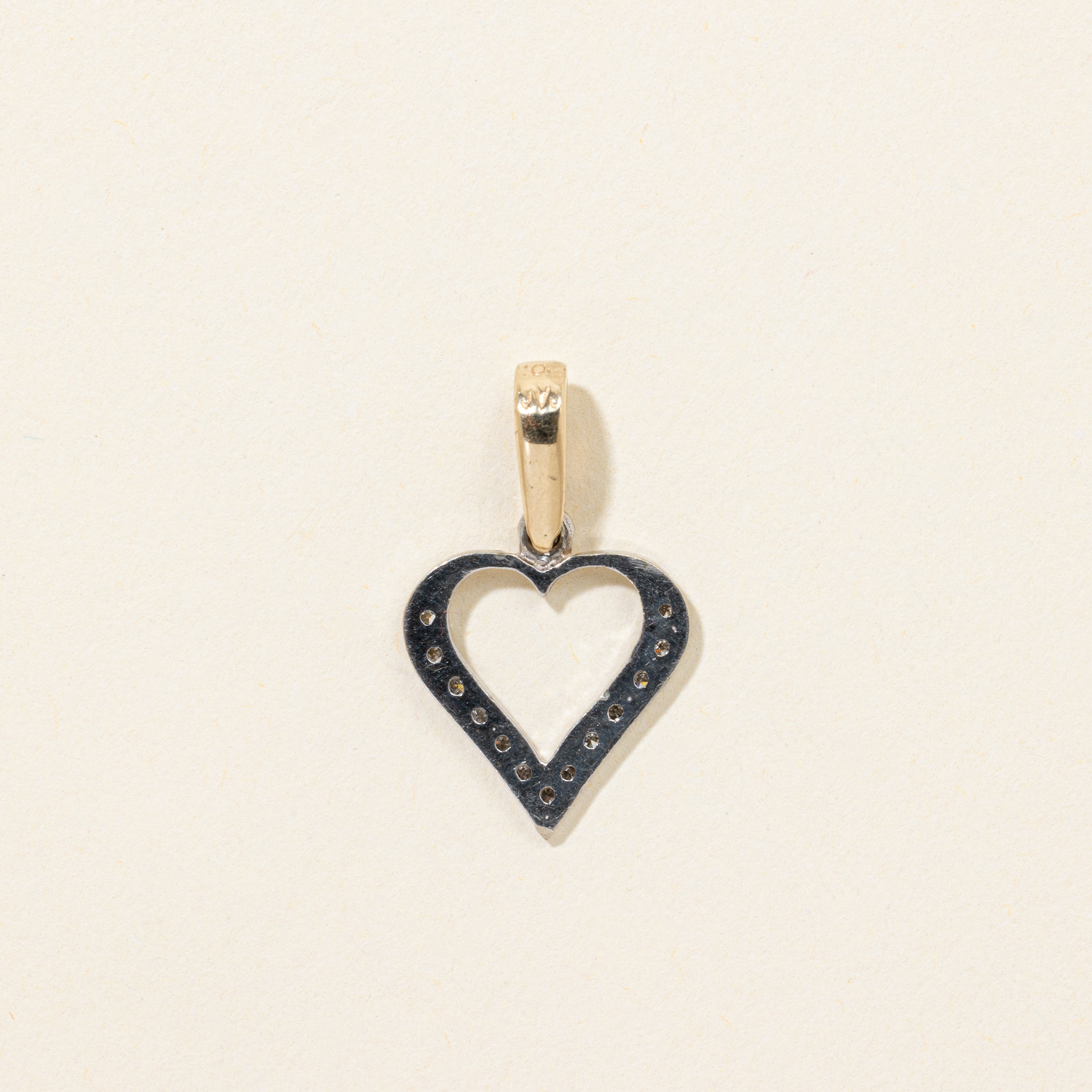 10k Diamond Open Heart Charm