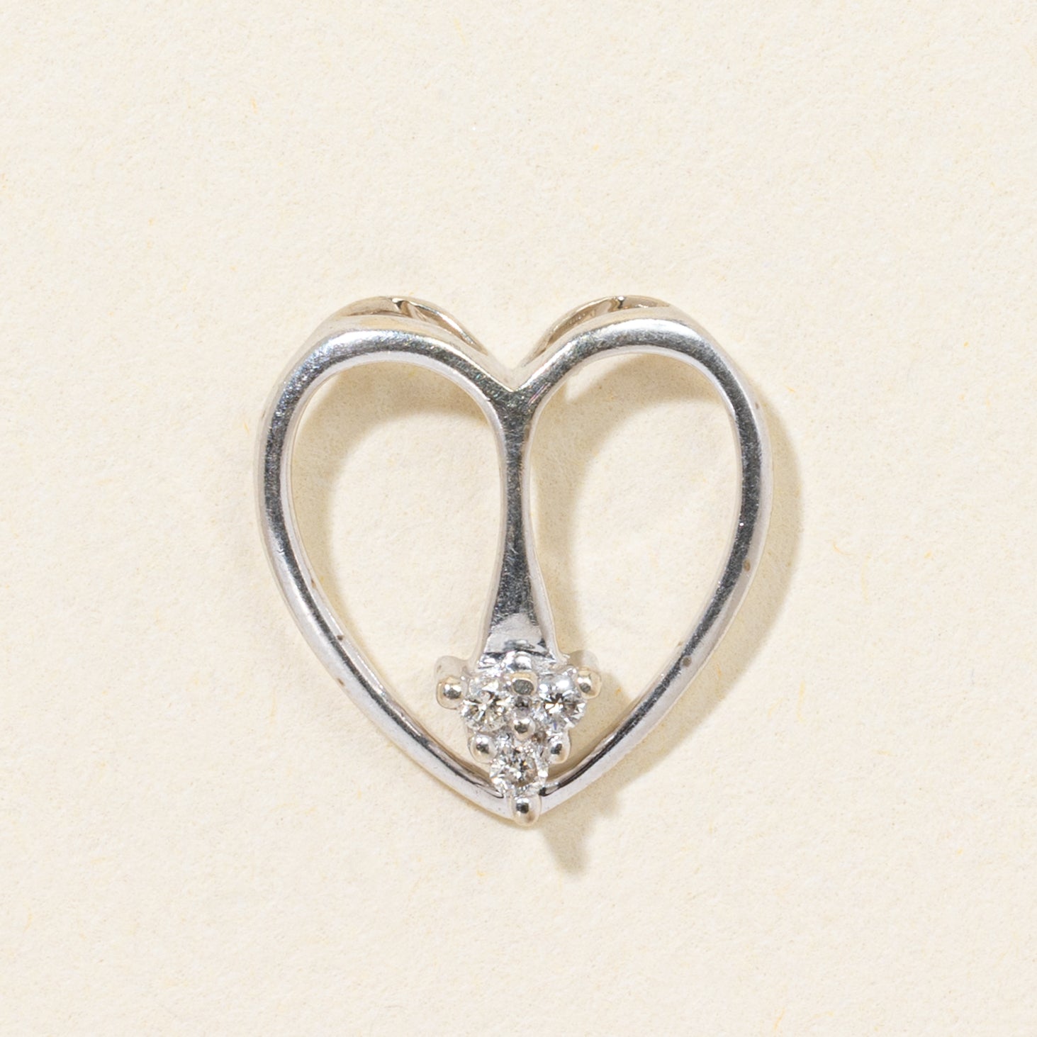 14k Diamond Open Heart Pendant