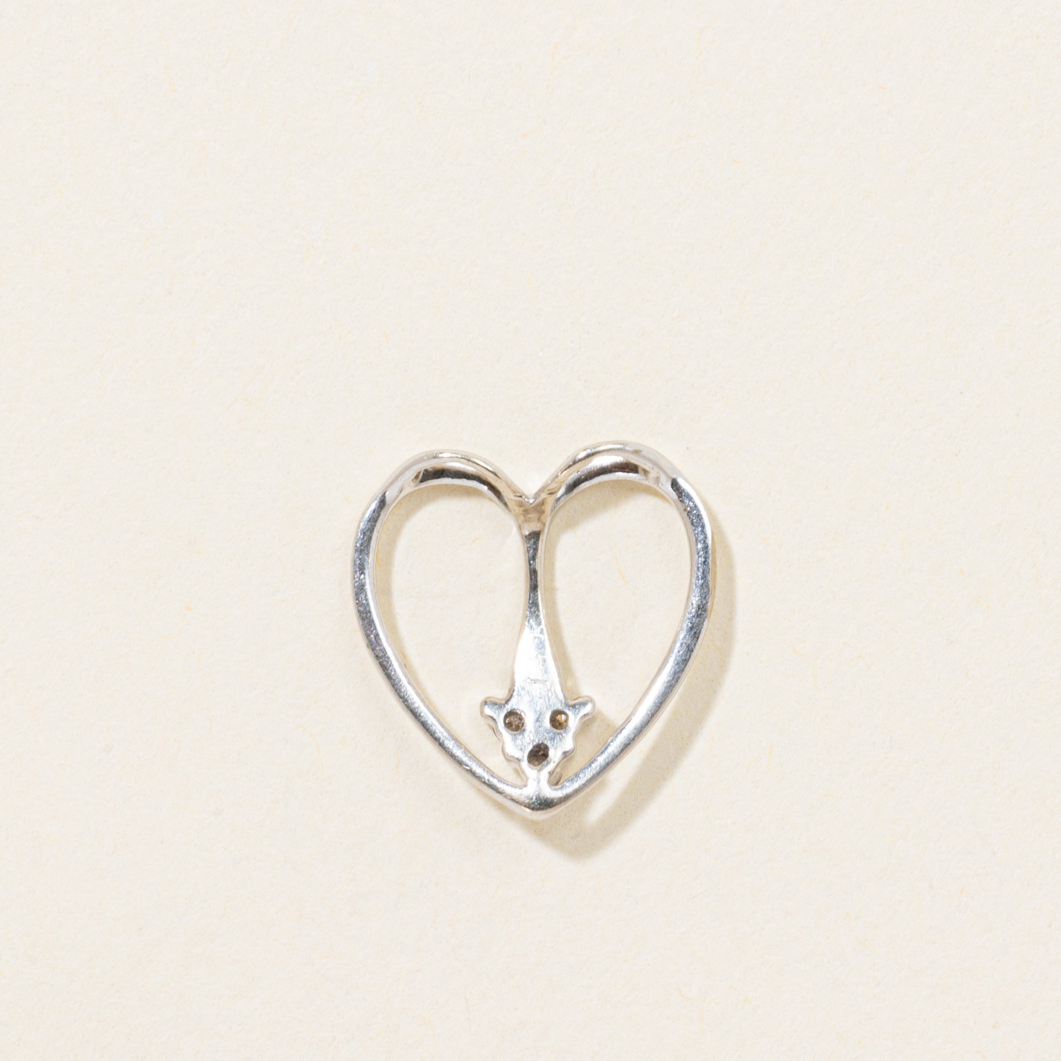 14k Diamond Open Heart Pendant
