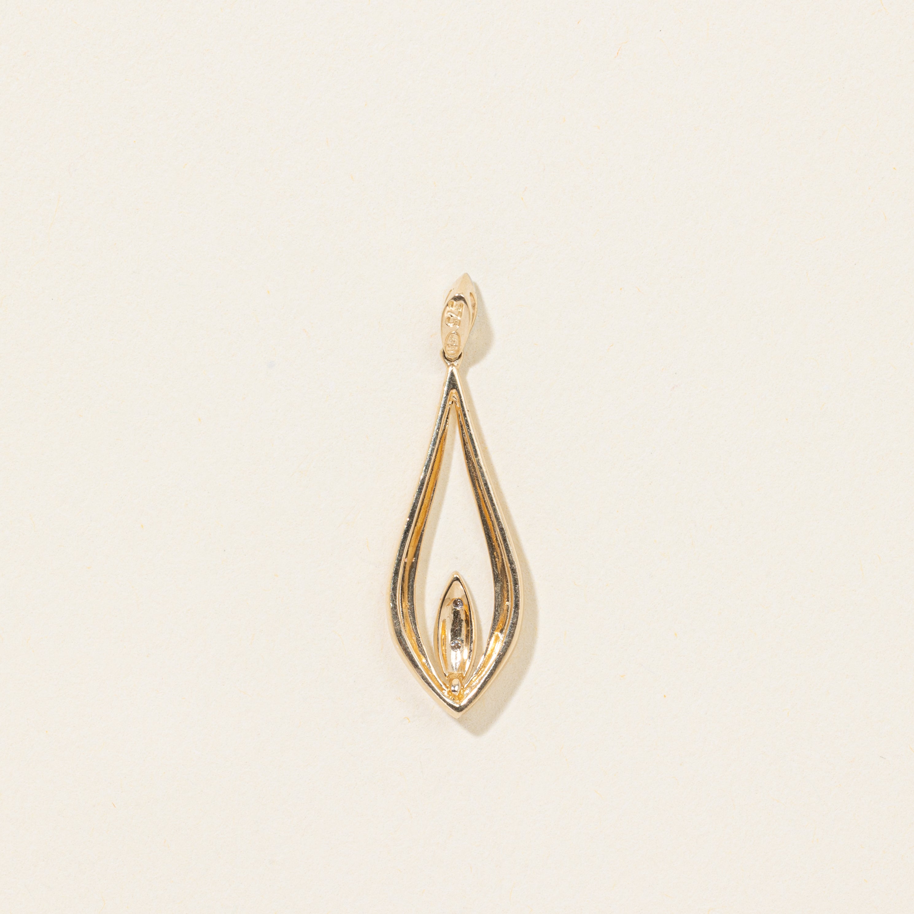 9k Diamond Open Pear Shaped Pendant