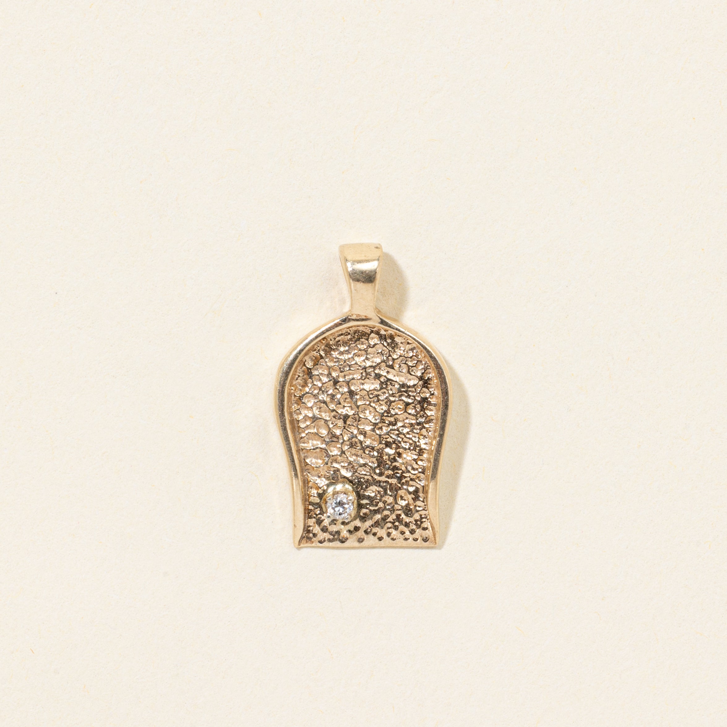 10k Diamond Textured Shovel Pendant