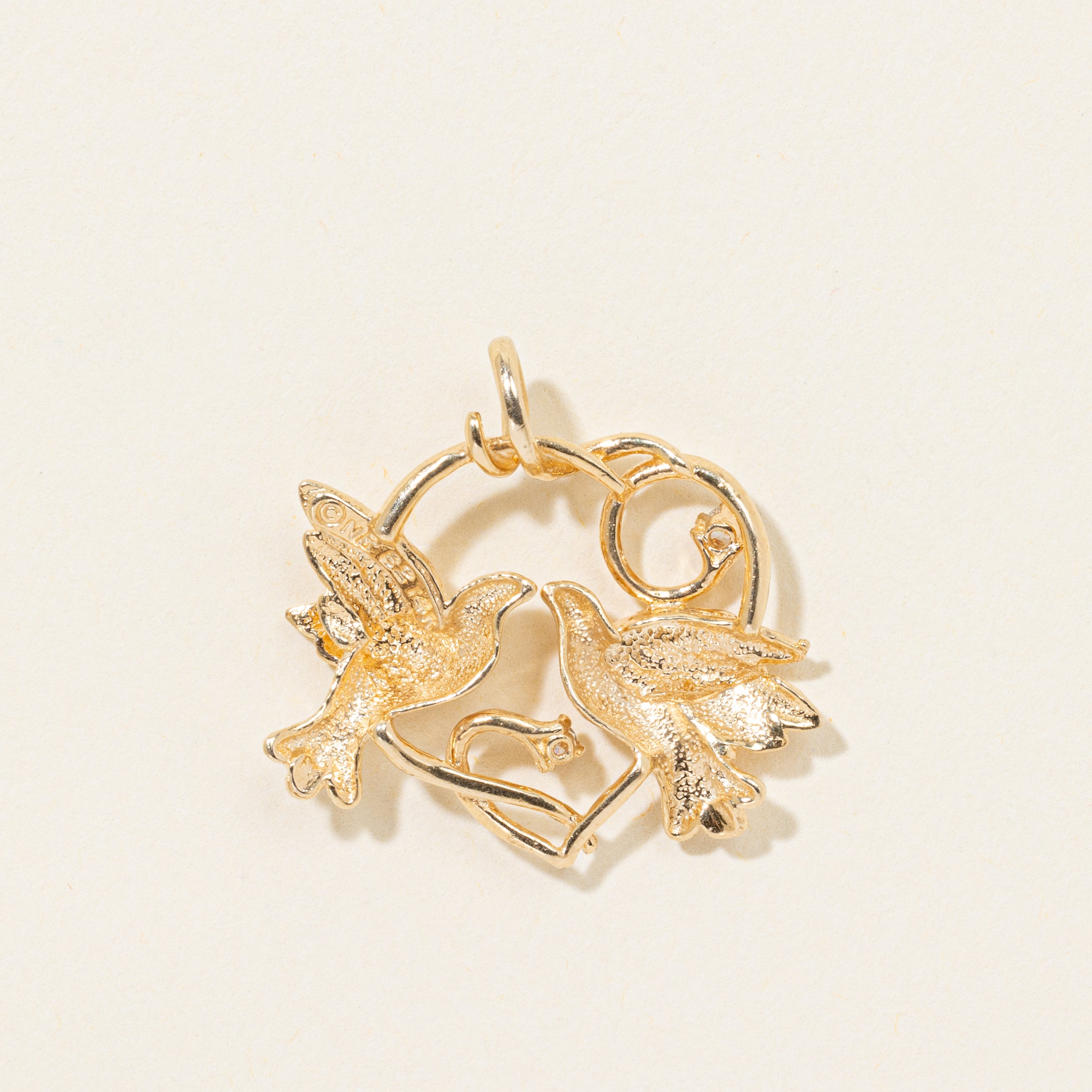 14k Diamond Kissing Doves Pendant