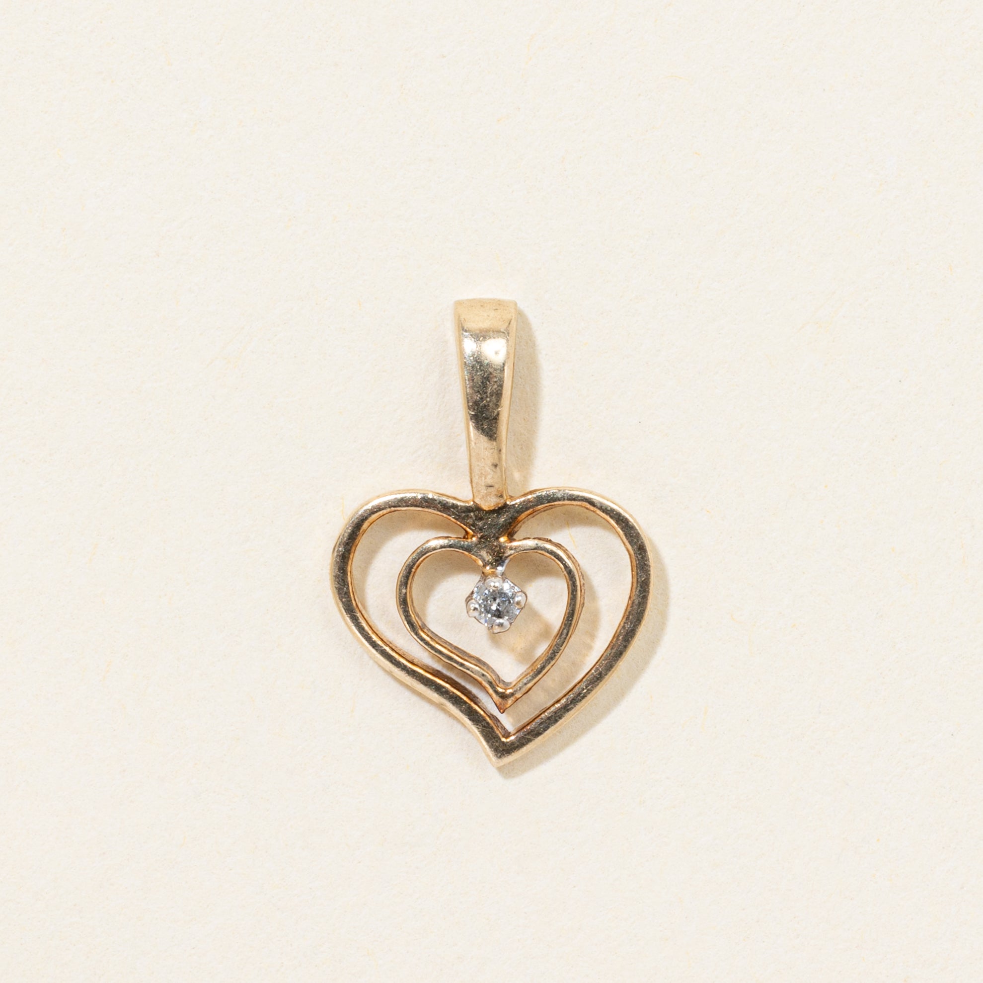 10k Diamond Open Heart Pendant