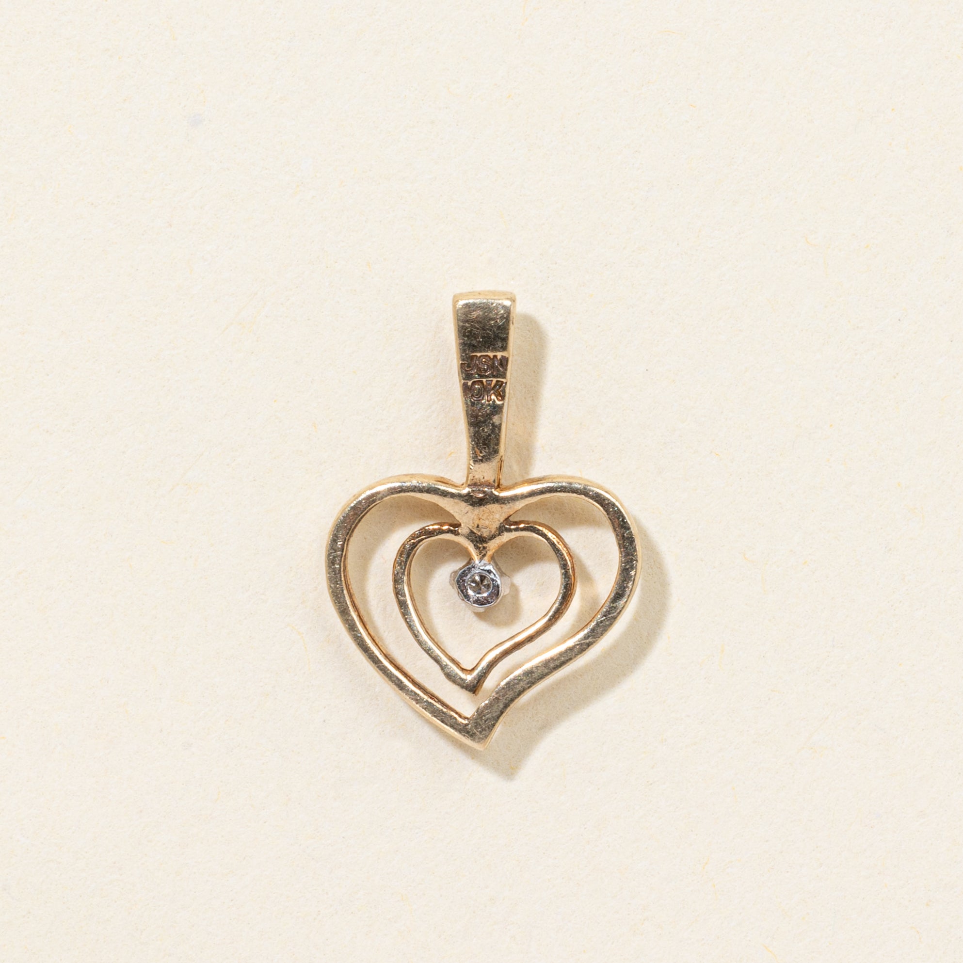 10k Diamond Open Heart Pendant