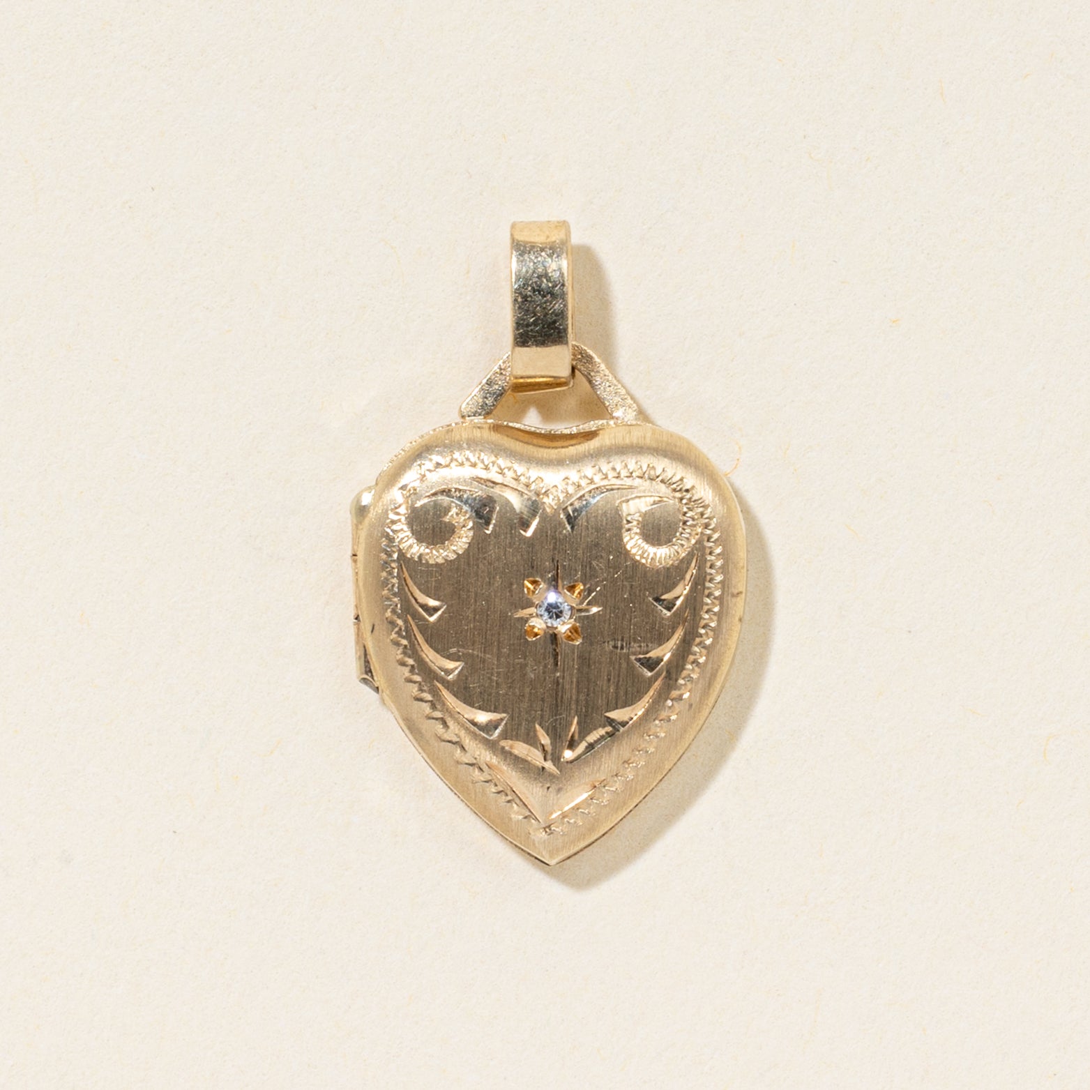 10k Diamond Engraved Heart Locket