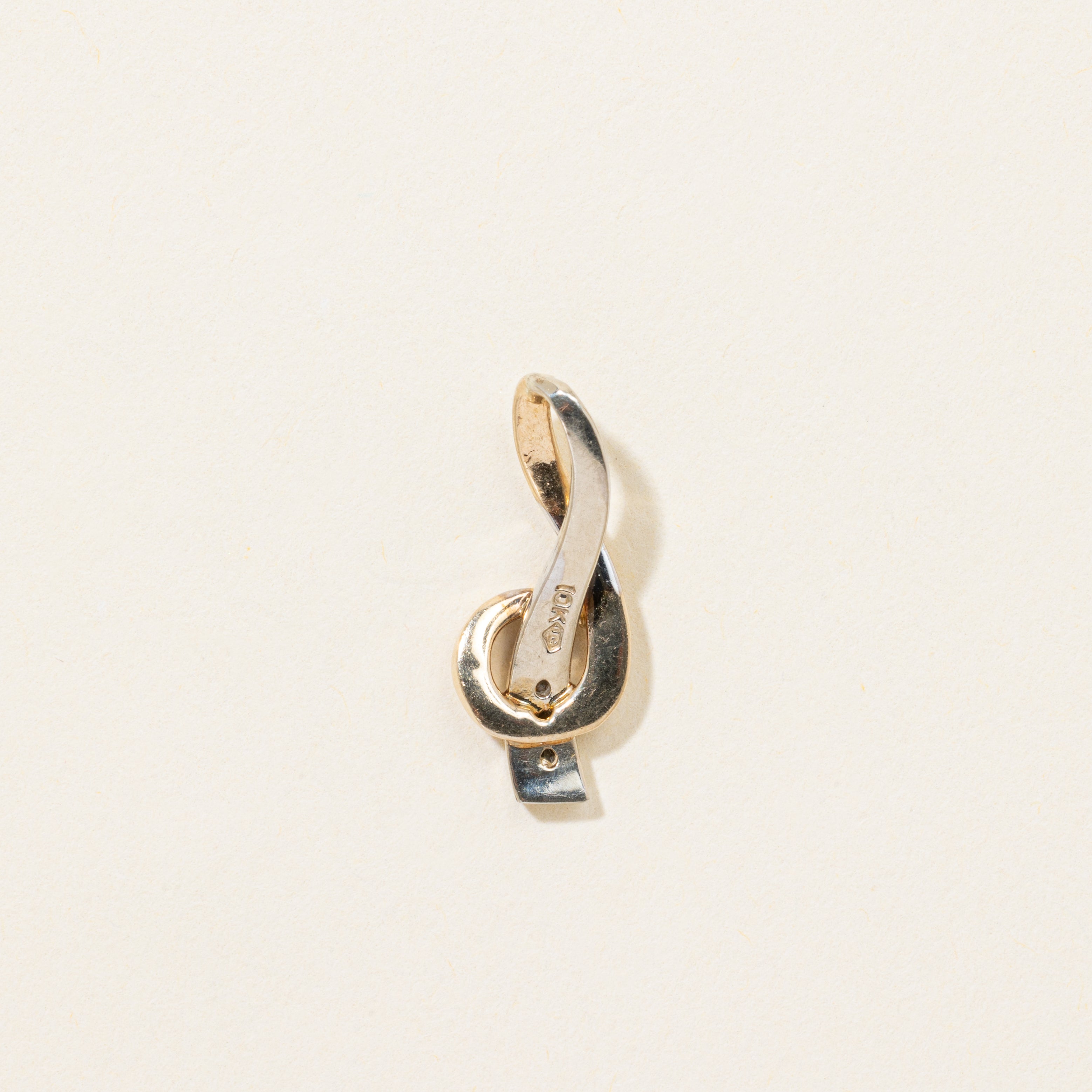 10k Two Tone Gold Diamond Swirl Pendant