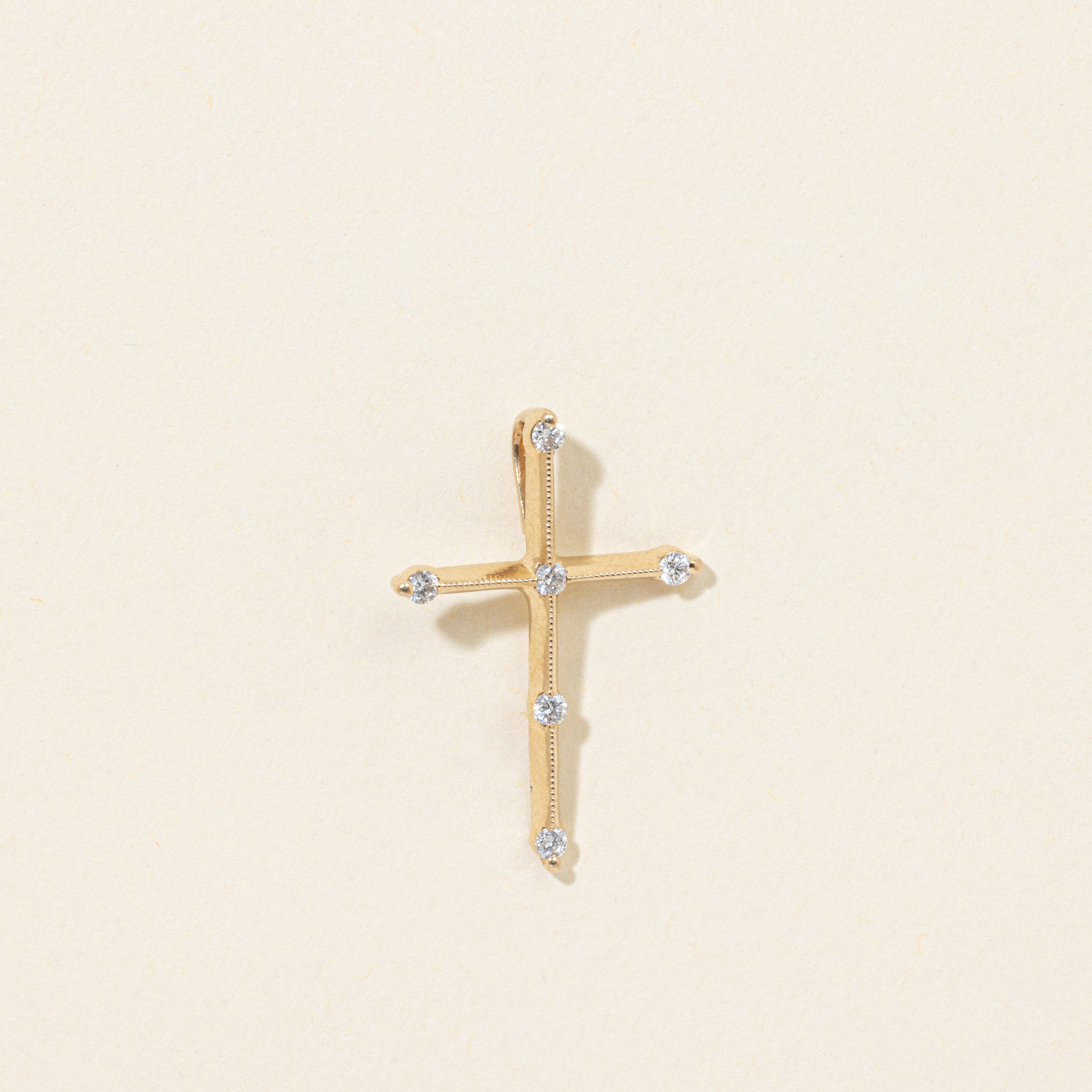 14k Diamond Milgrain Cross Pendant