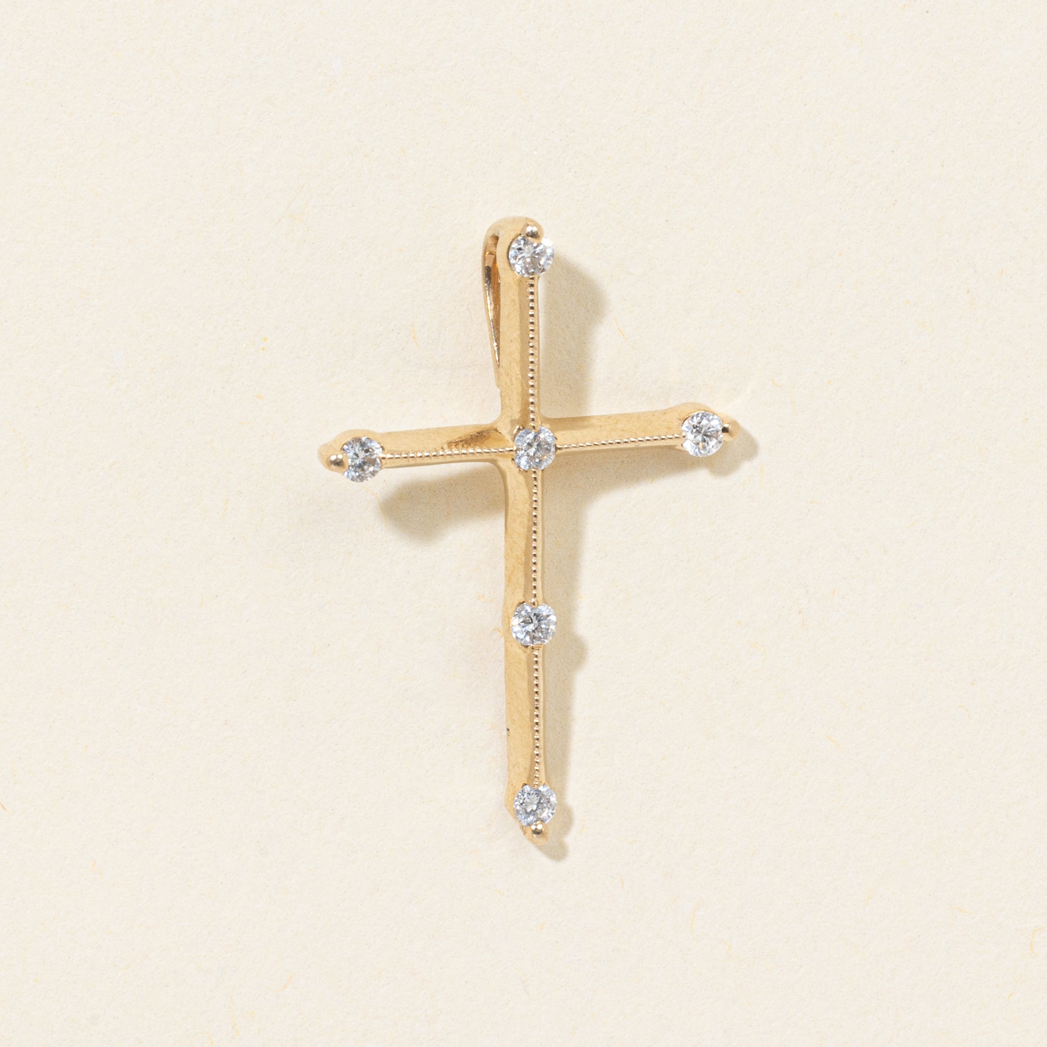 14k Diamond Milgrain Cross Pendant