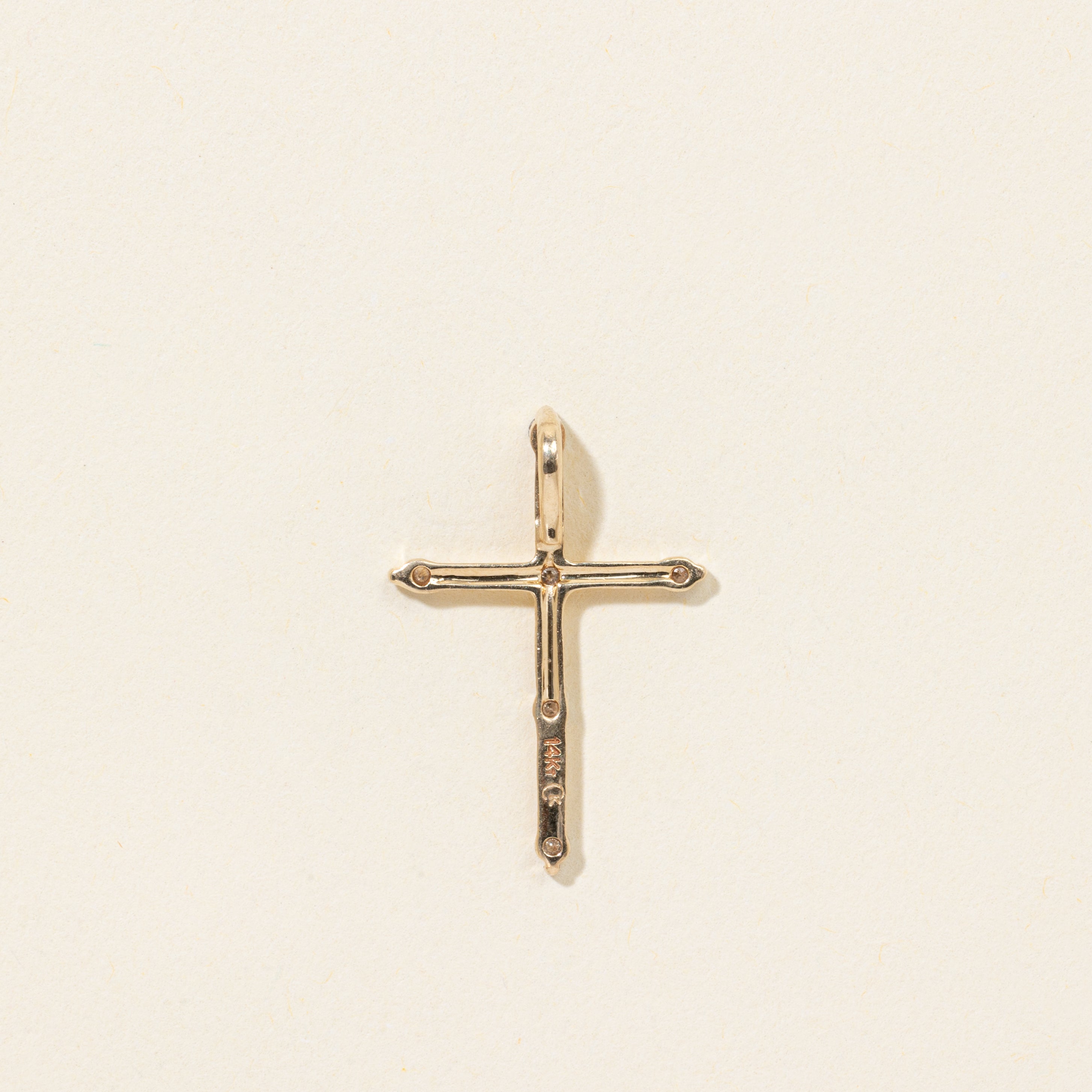 14k Diamond Milgrain Cross Pendant