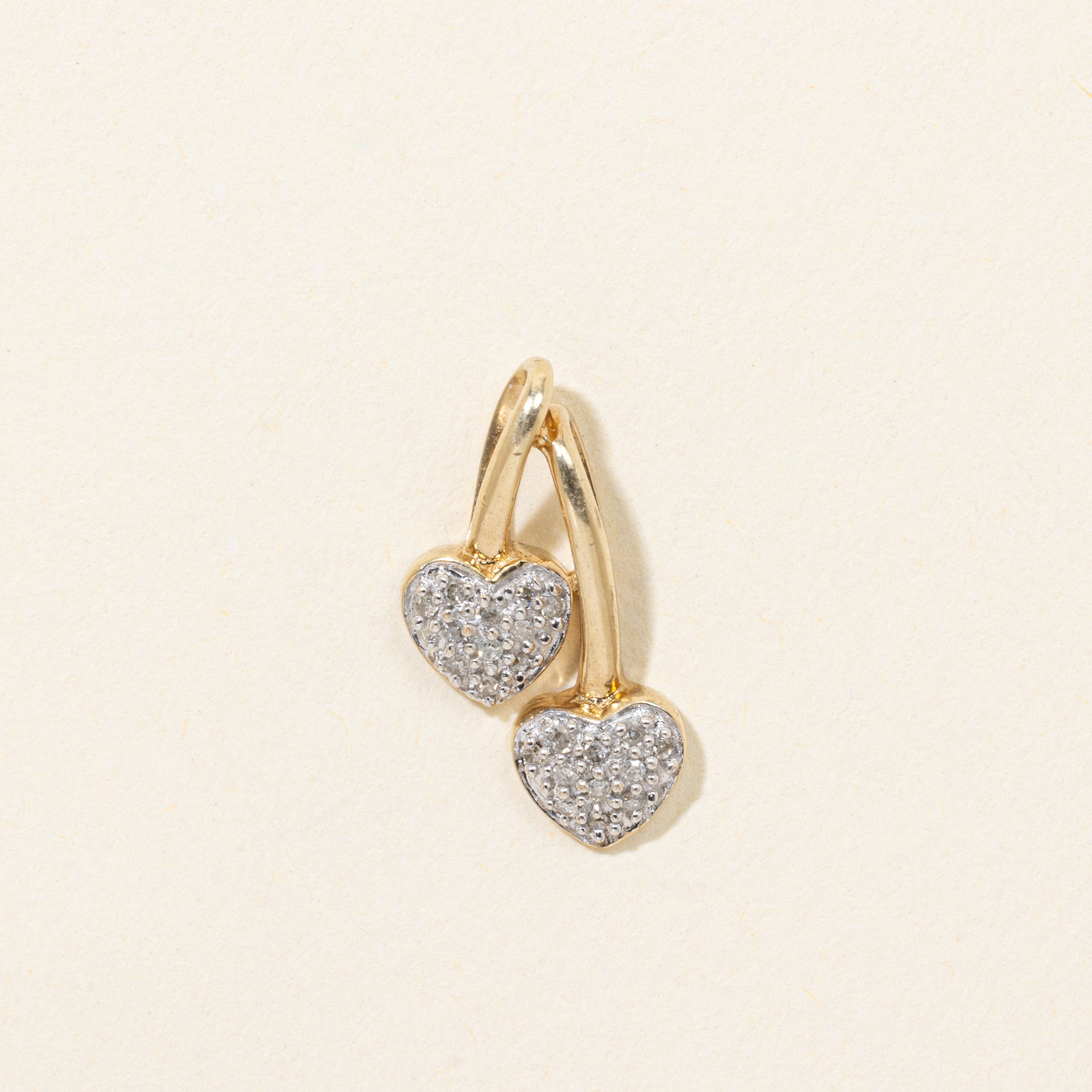 10k Diamond Double Heart Pendant