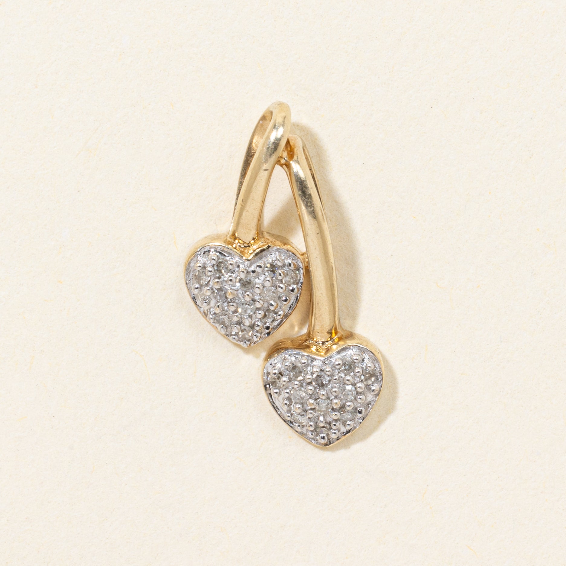 10k Diamond Double Heart Pendant