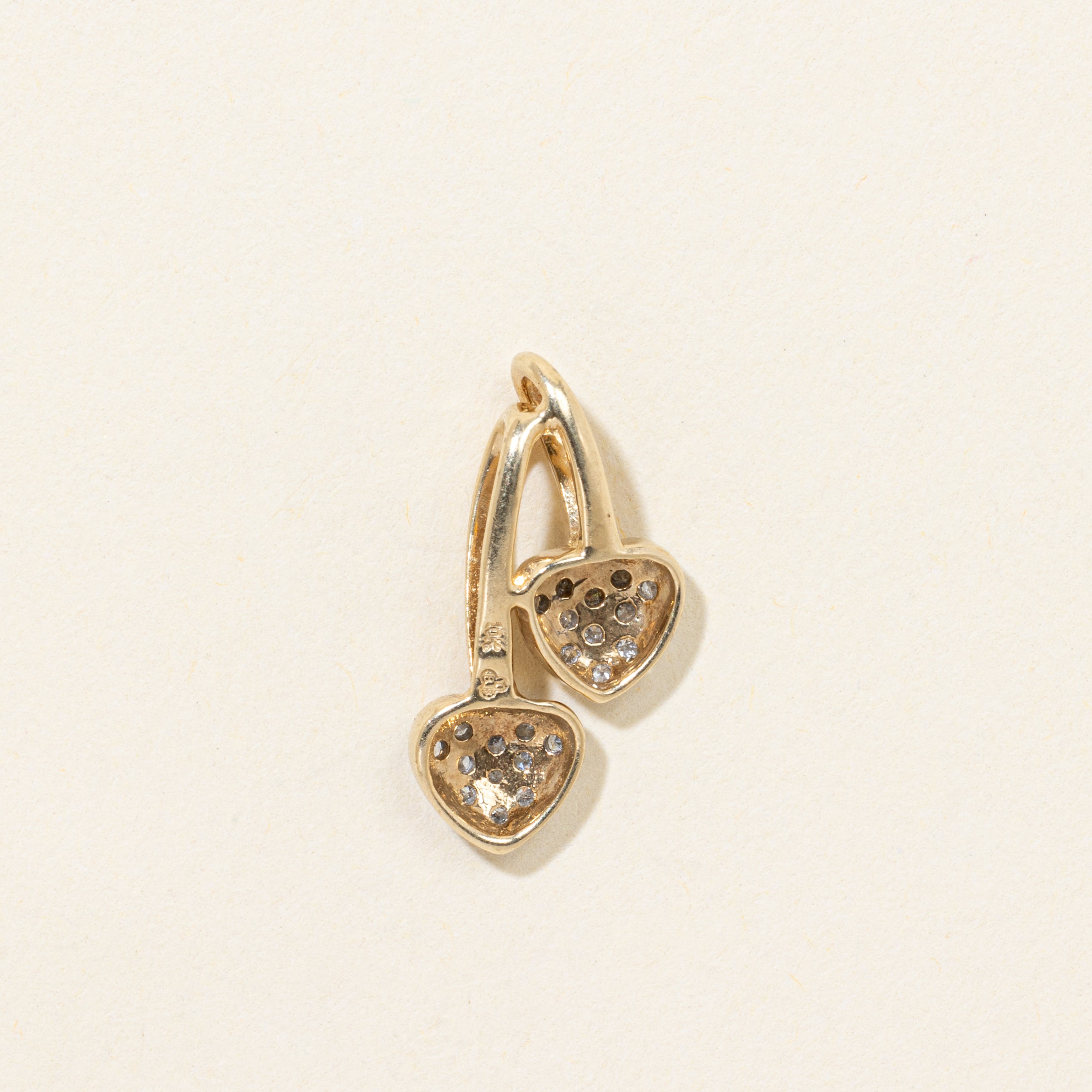 10k Diamond Double Heart Pendant