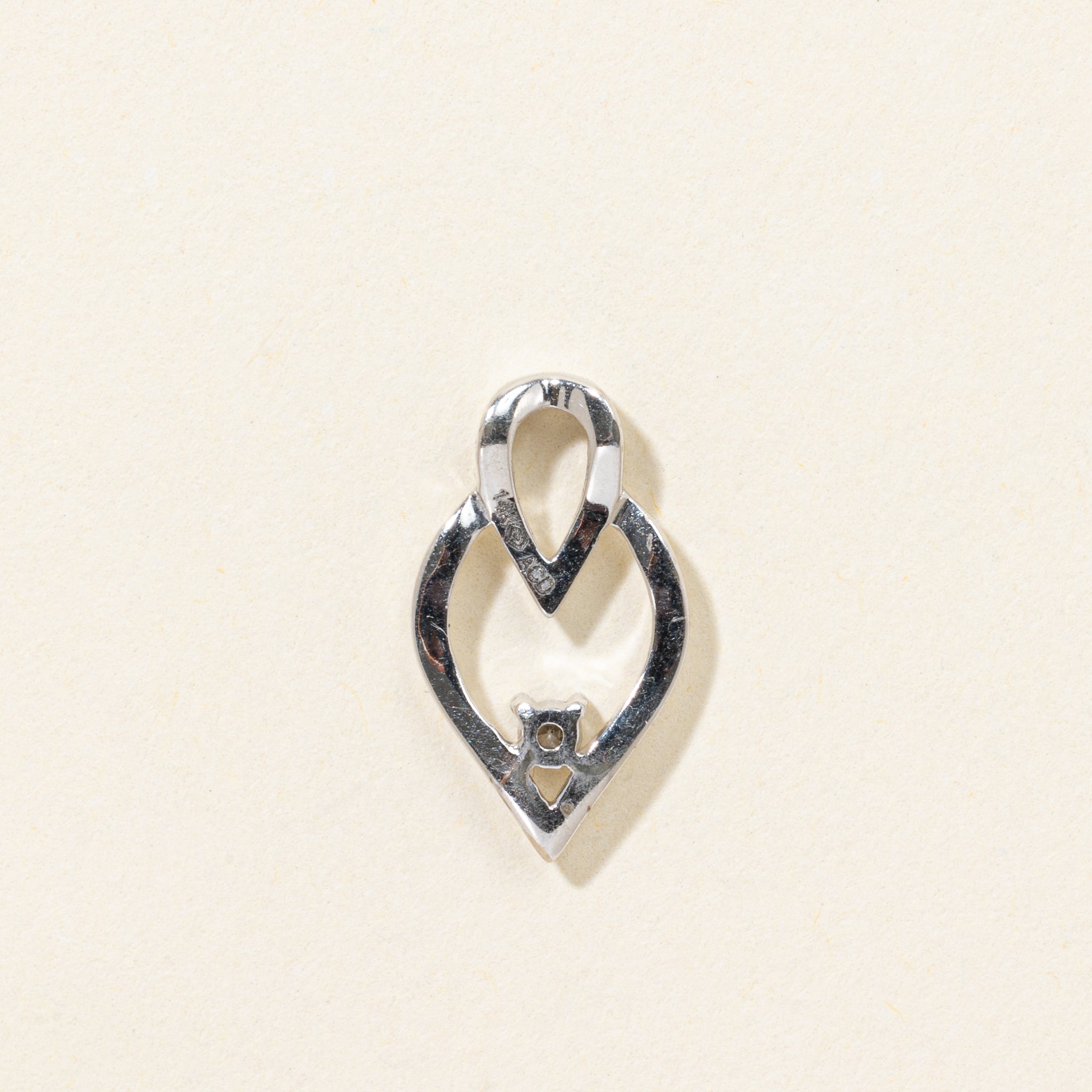 14k Diamond Open Pear Shaped Pendant