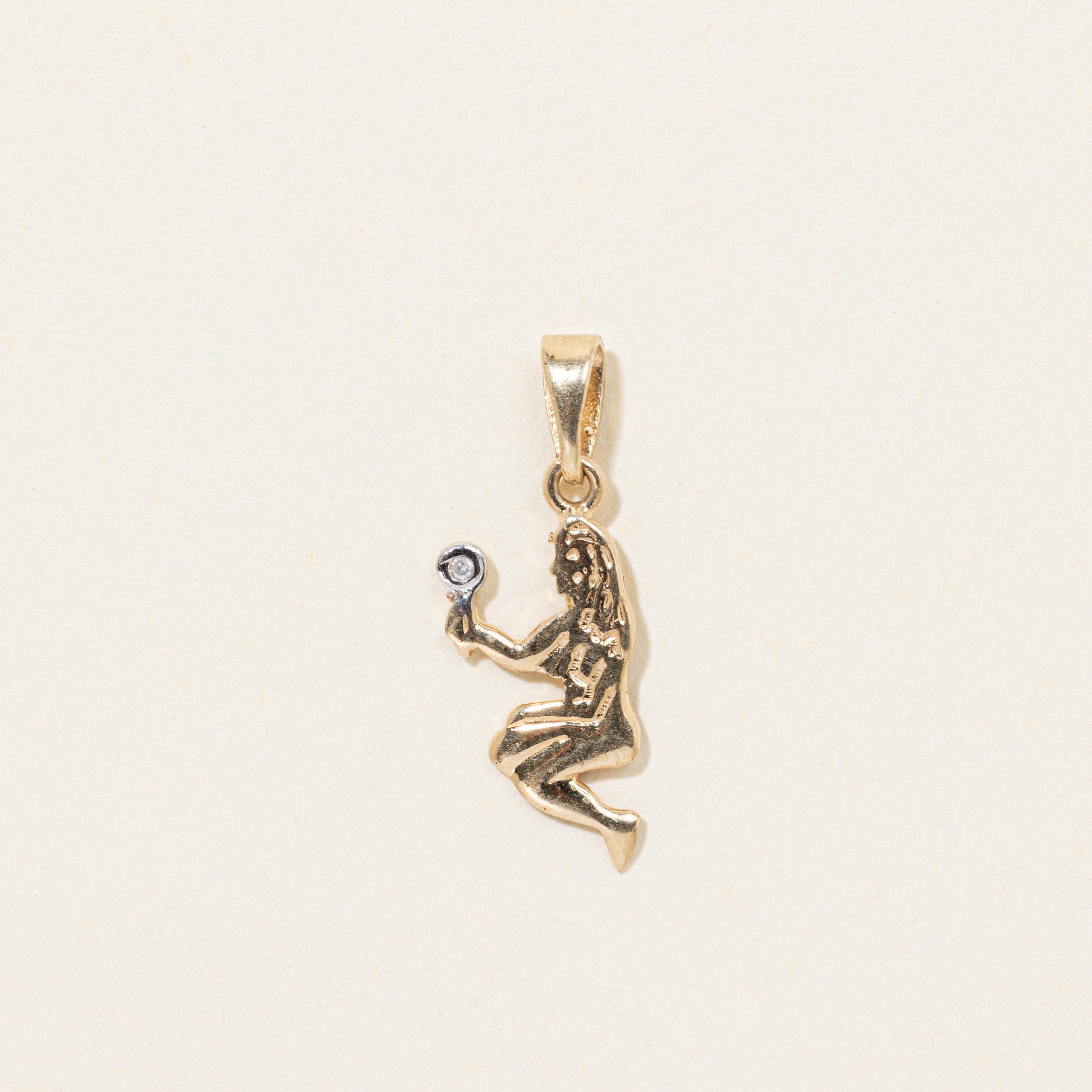 10k Diamond Virgo Zodiac Pendant