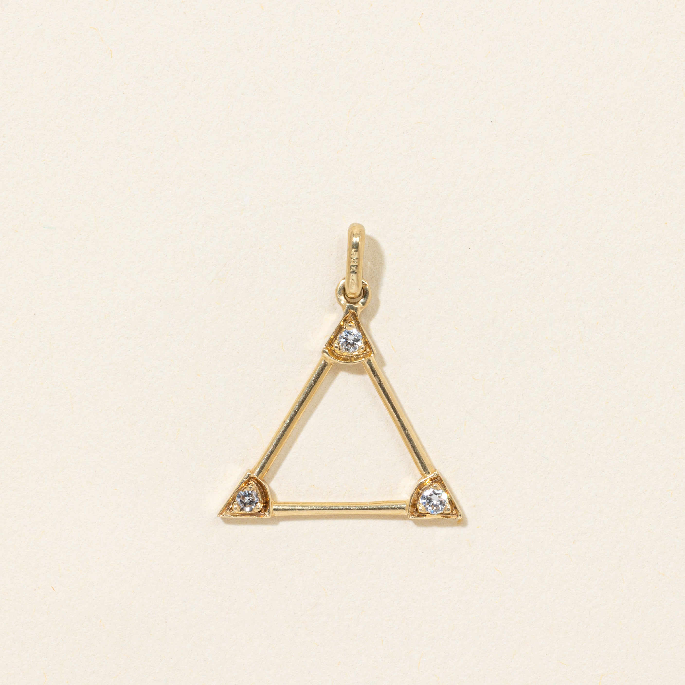 14k Diamond Open Triangle Charm