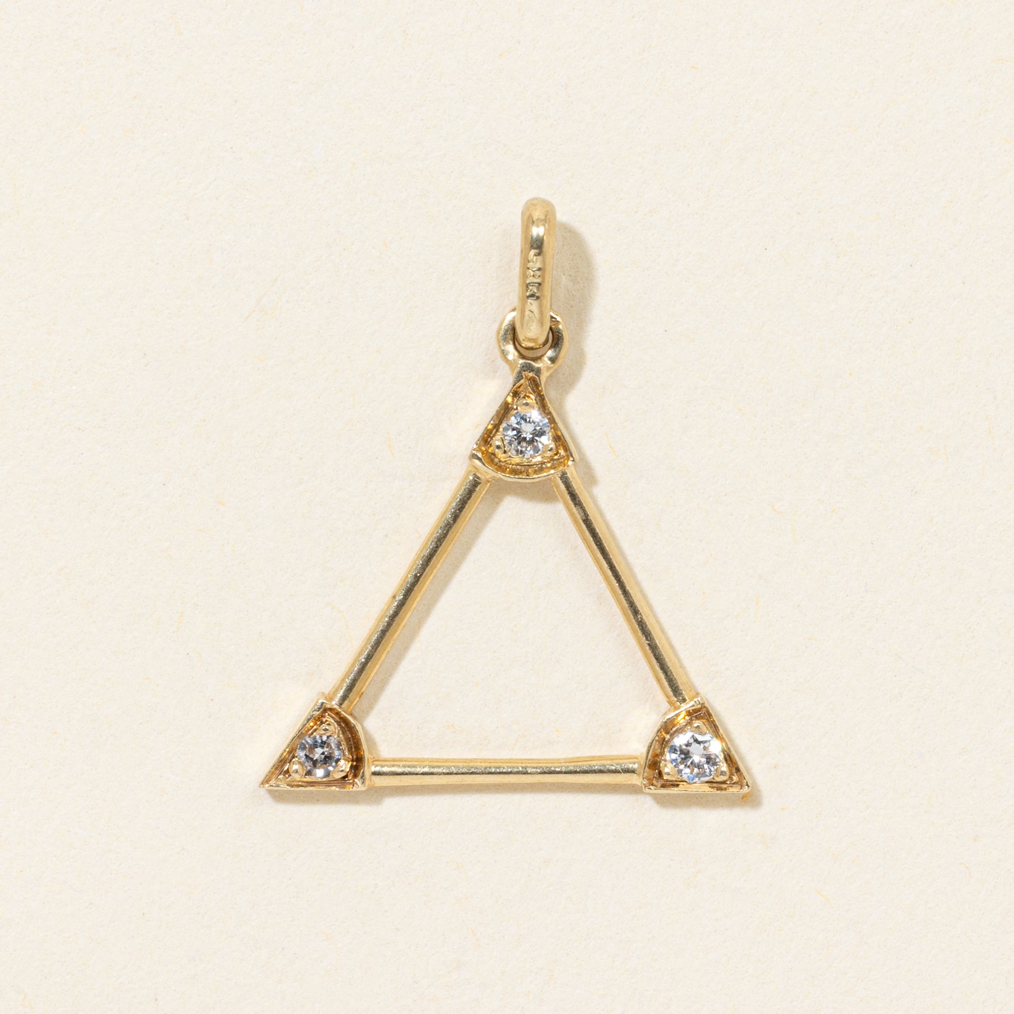 14k Diamond Open Triangle Charm