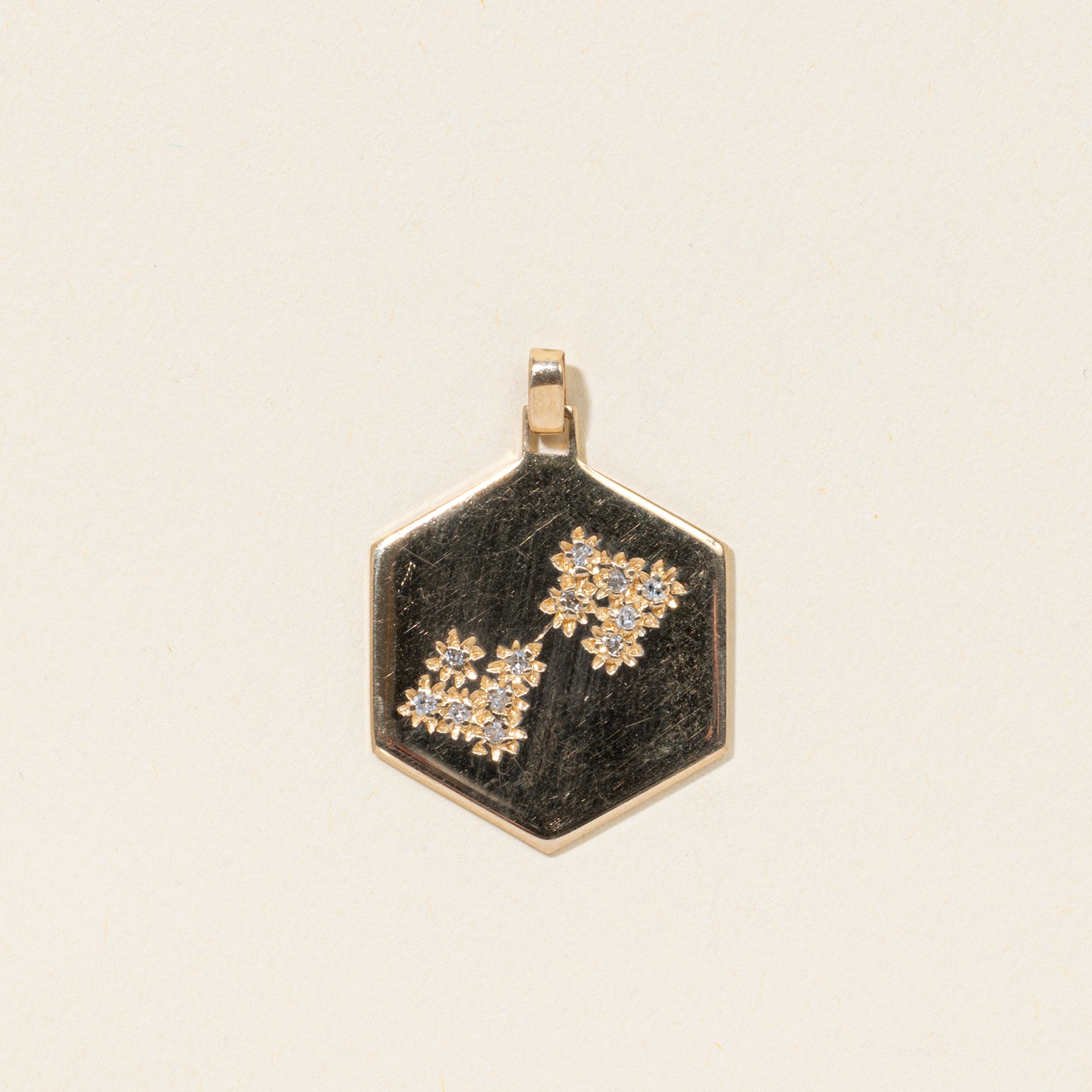 14k Diamond Constellation Hexagon Charm