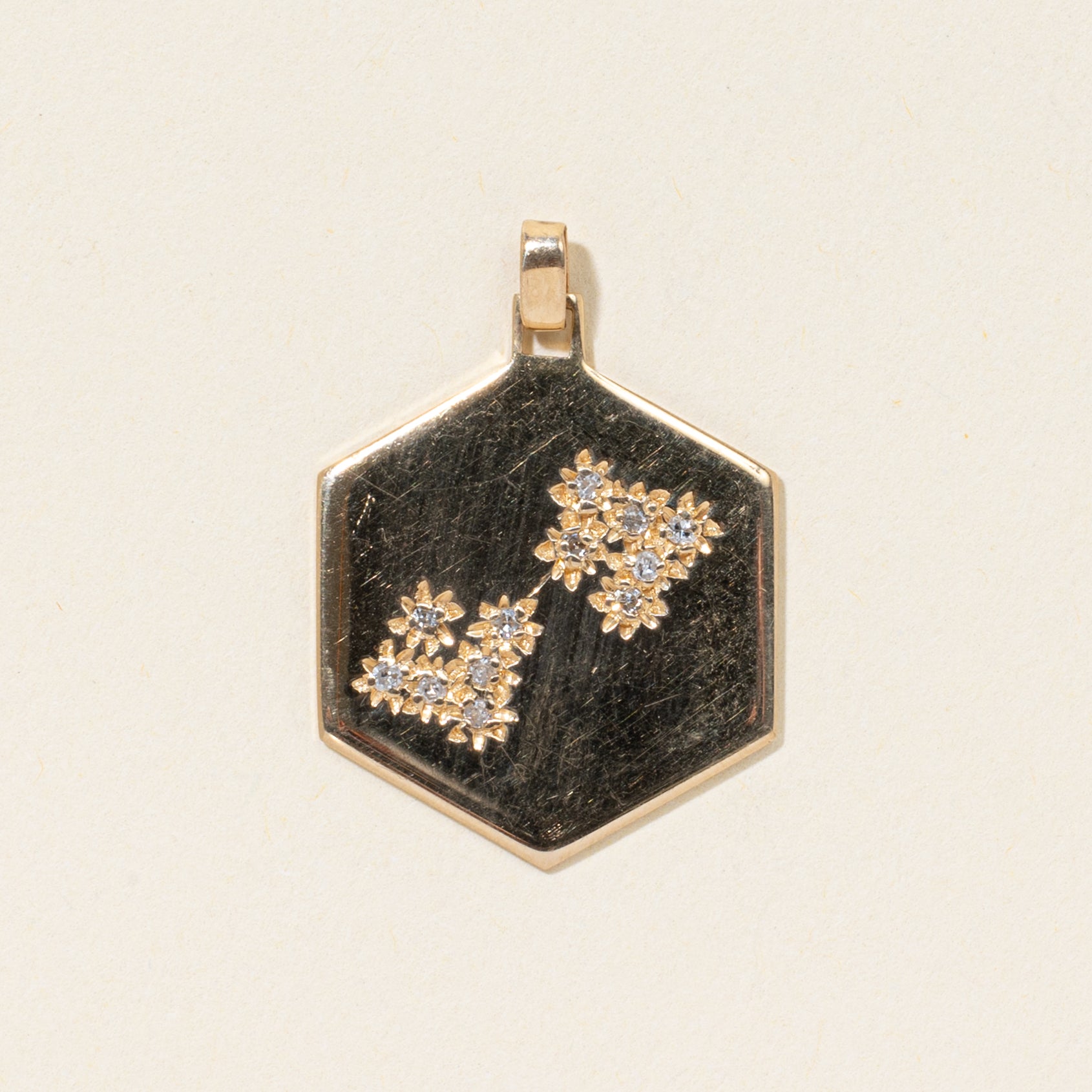 14k Diamond Constellation Hexagon Charm