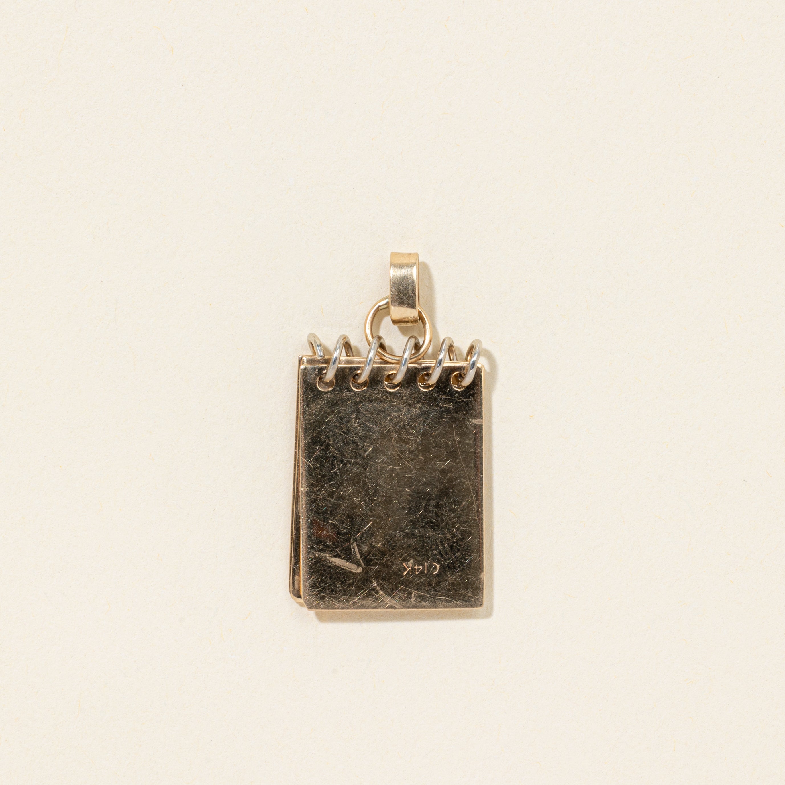 14k Diamond Heart Notepad Charm