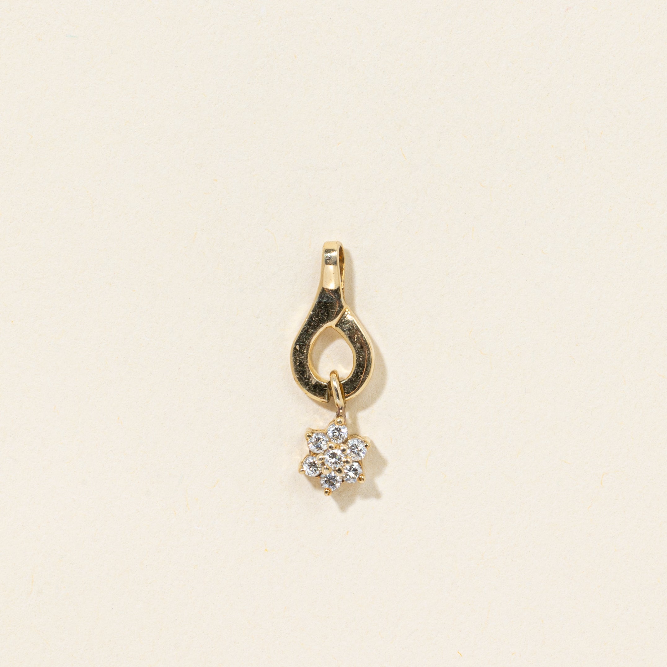 14k Diamond Petal Pear Drop Pendant