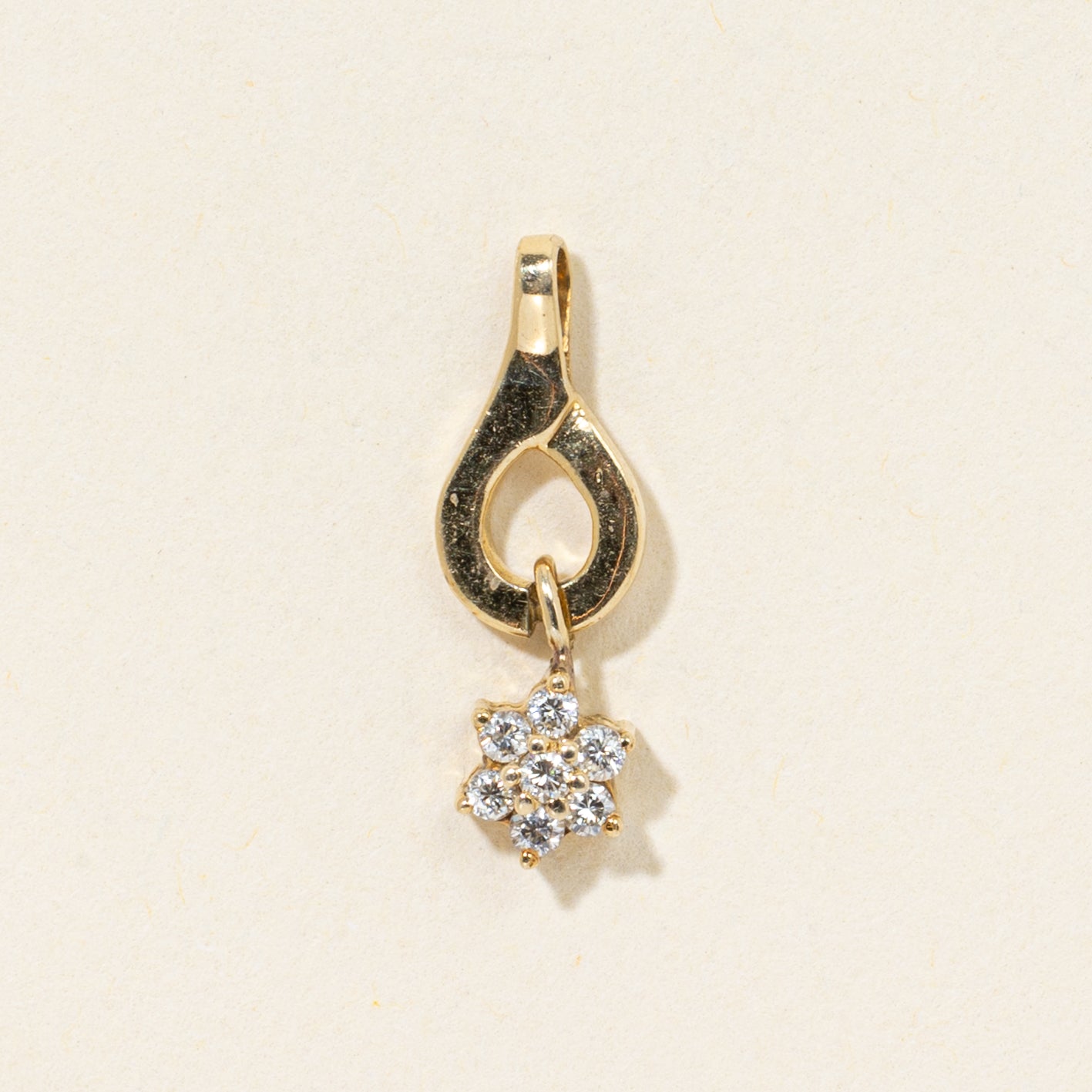 14k Diamond Petal Pear Drop Pendant