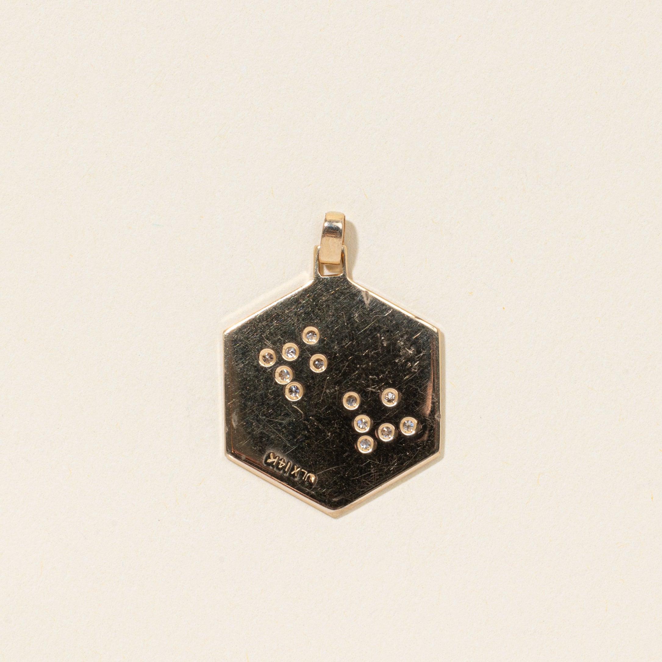 14k Diamond Constellation Hexagon Charm