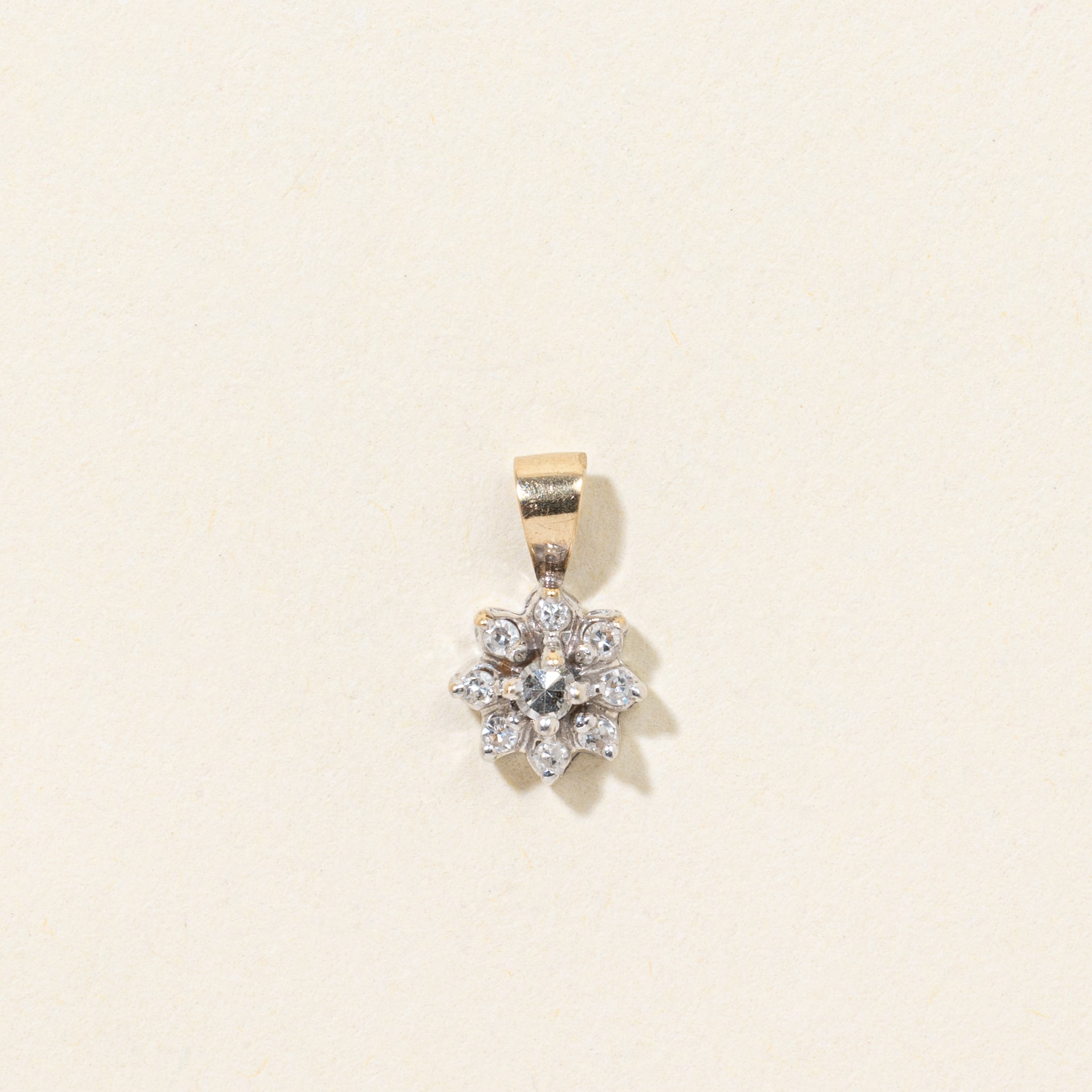 10k Diamond Petal Pendant