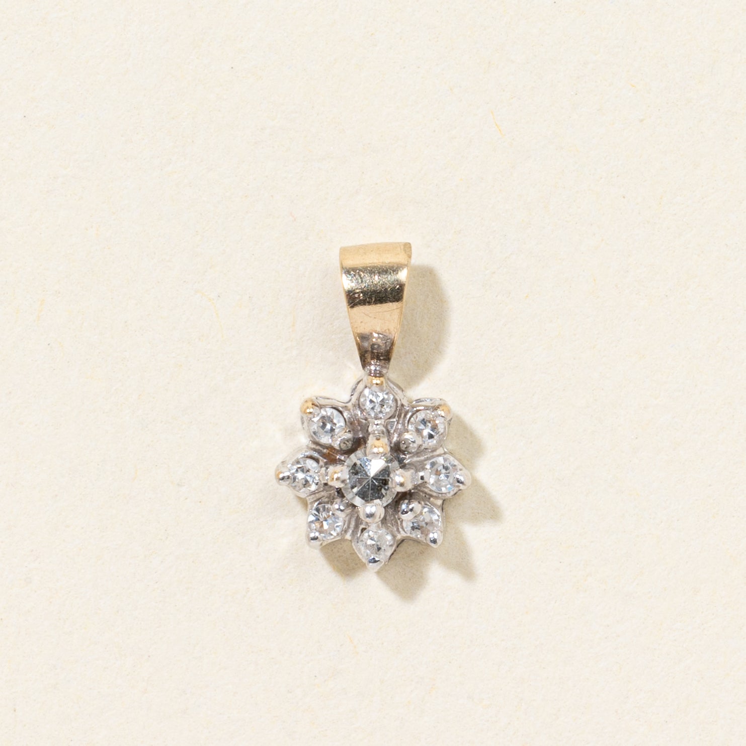 10k Diamond Petal Pendant