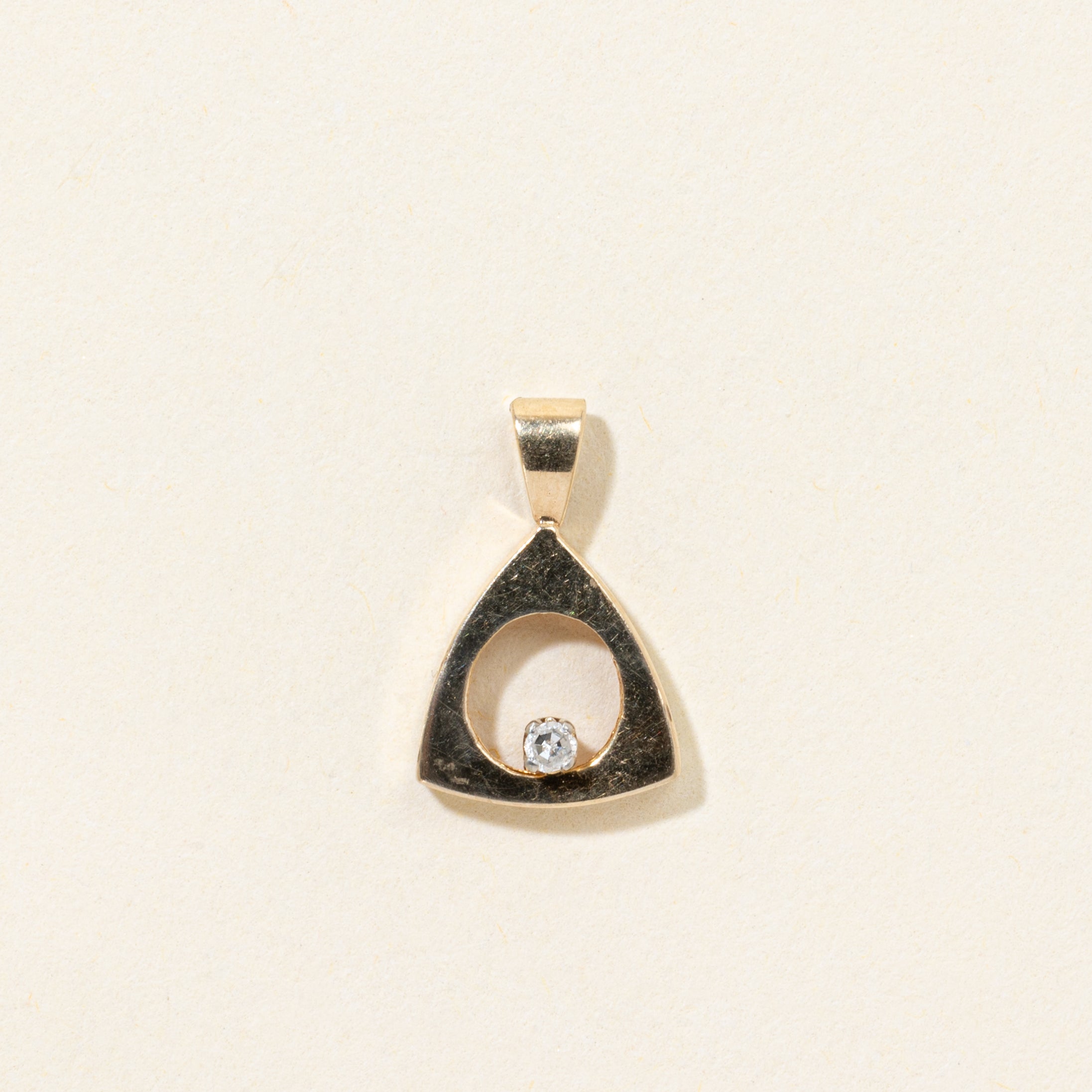 14k Diamond Soft Triangle Pendant