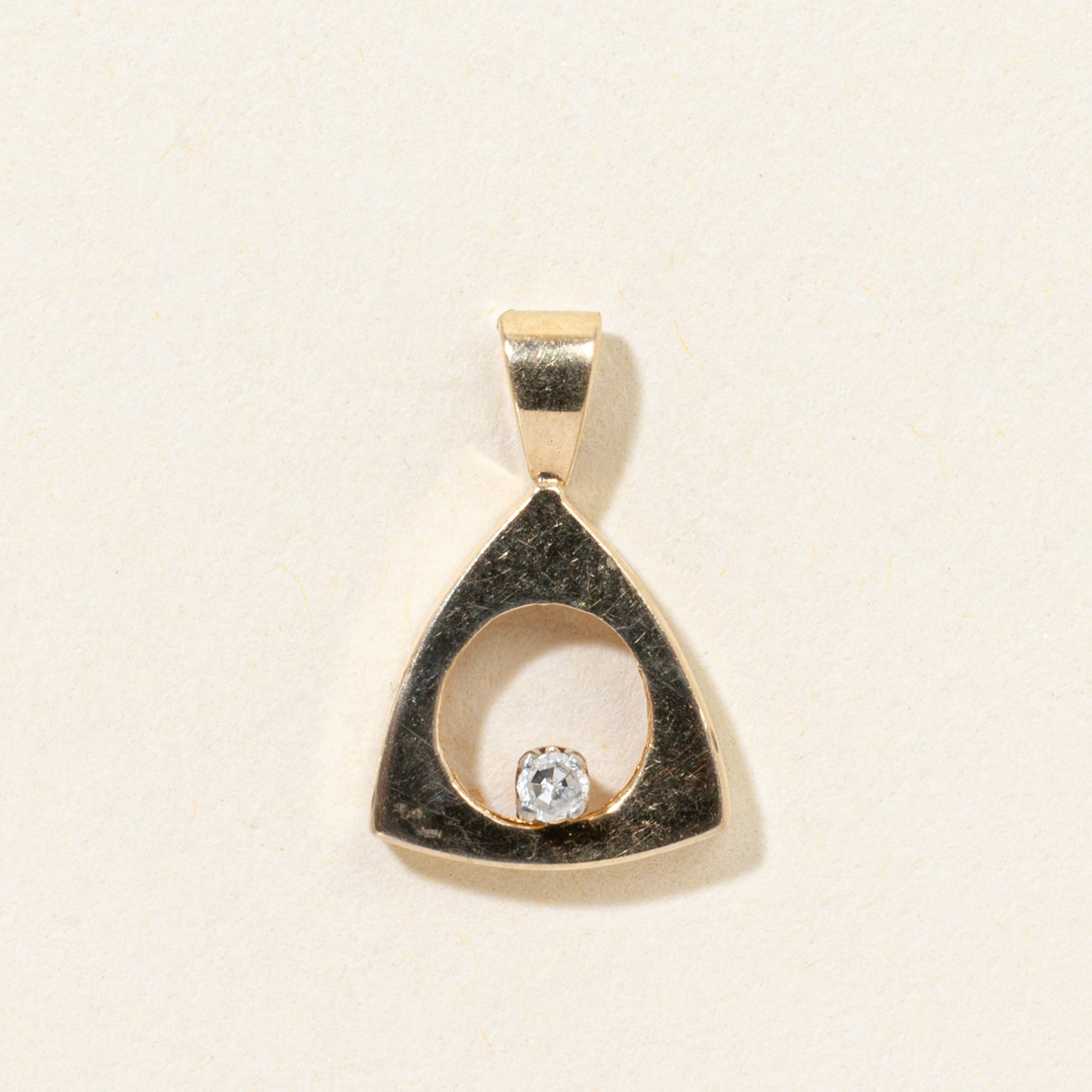 14k Diamond Soft Triangle Pendant
