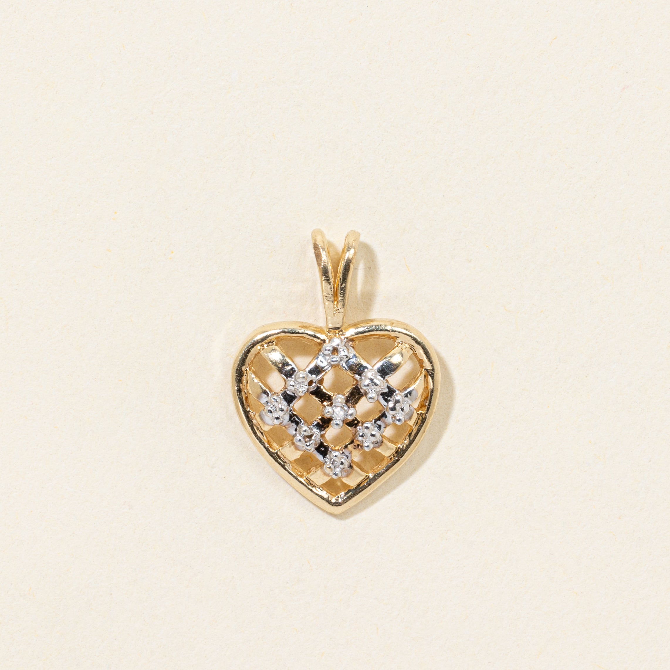 10k Diamond Woven Heart Pendant