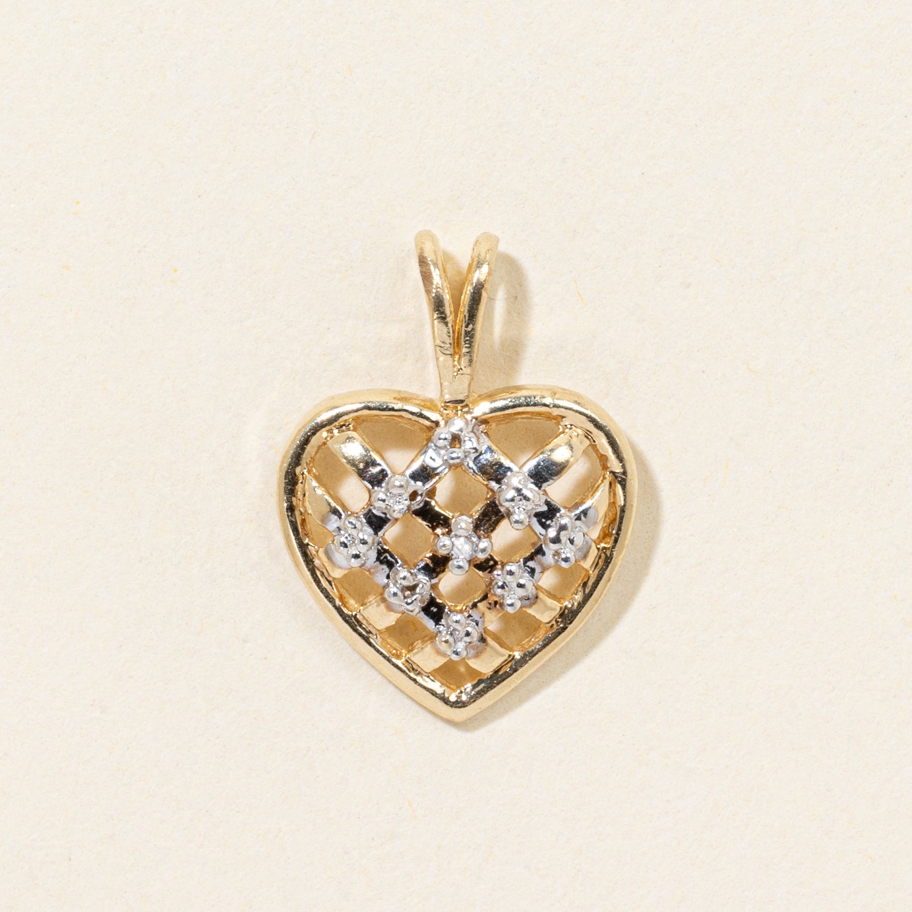 10k Diamond Woven Heart Pendant