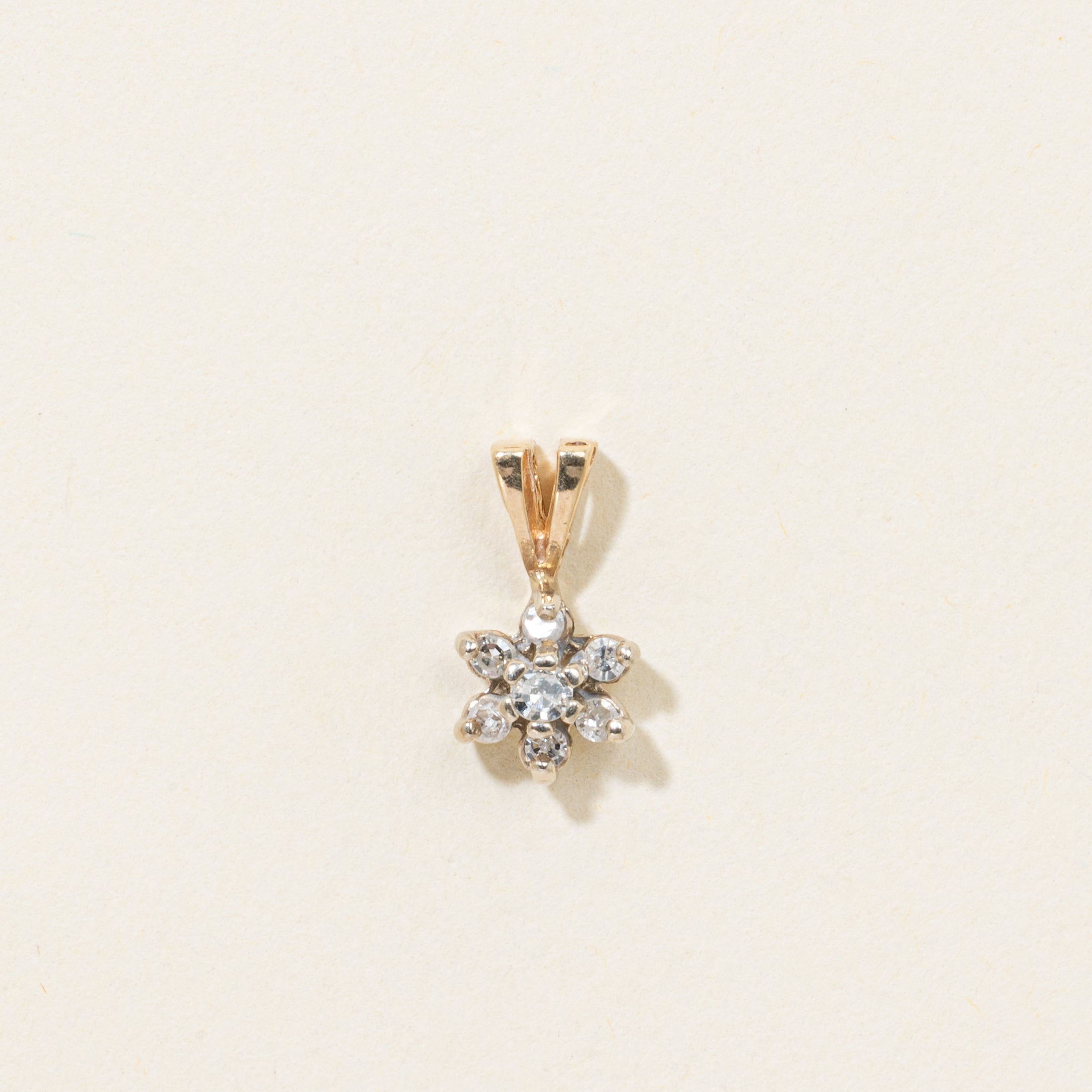 10k Diamond Petal Pendant